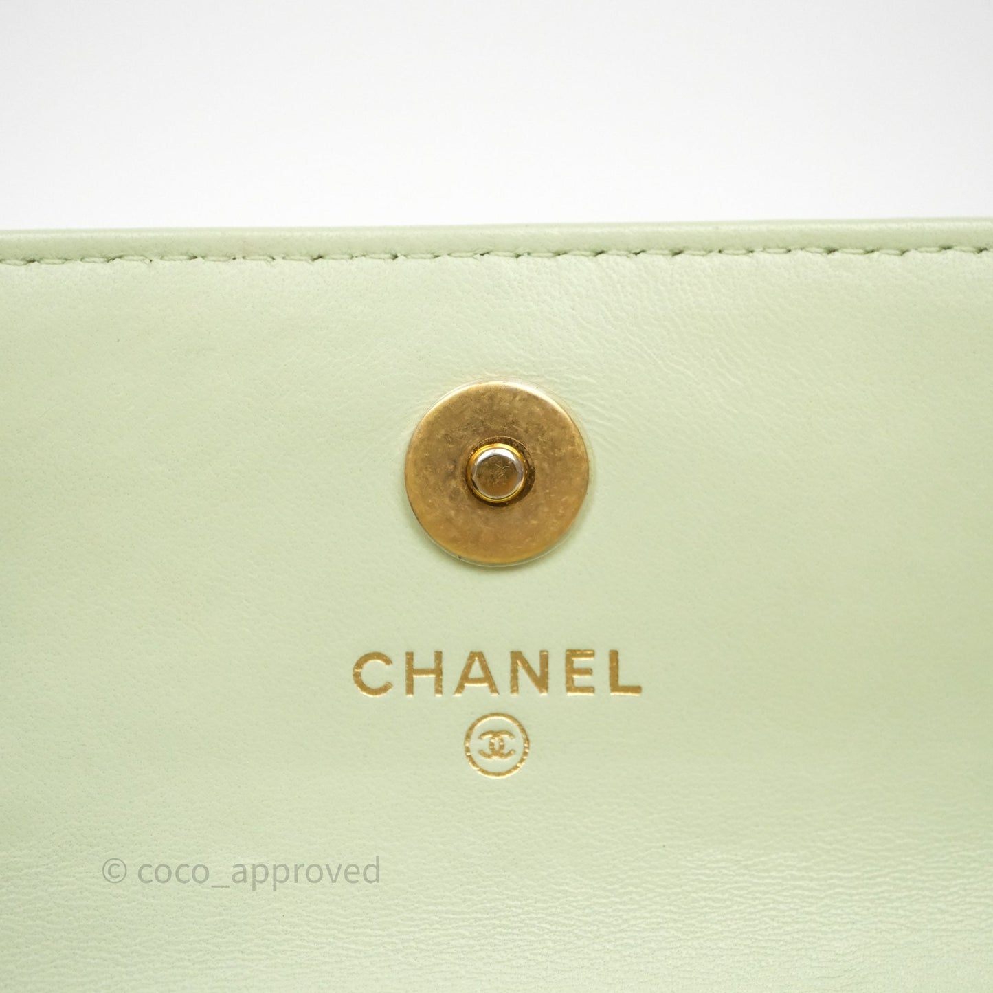 Chanel Pearl Crush Mini Clutch Belt Bag Green Lambskin Aged Gold Hardware