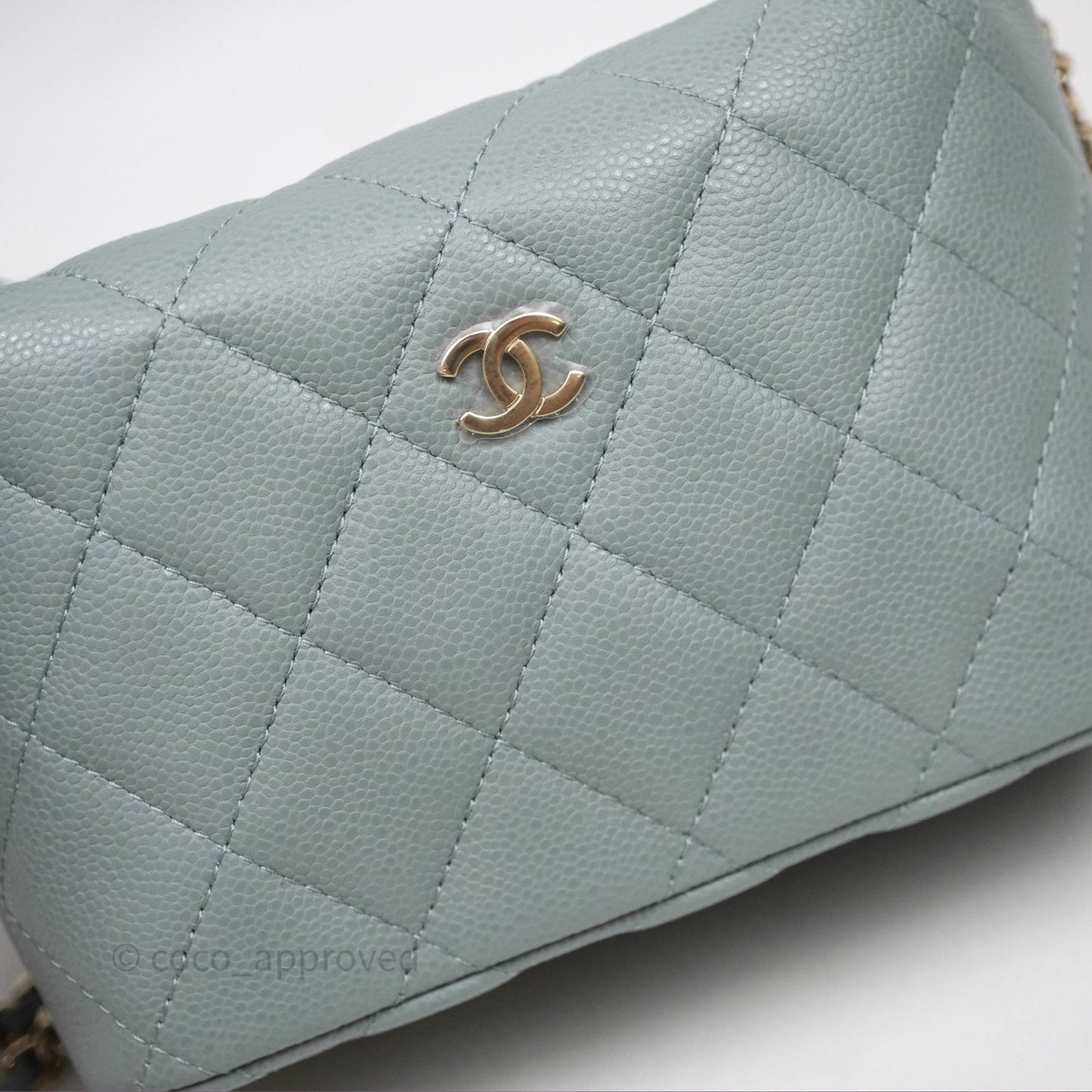 Chanel Hobo With Chain Quilted Tiffany Green Grey Caviar Gold Hardware