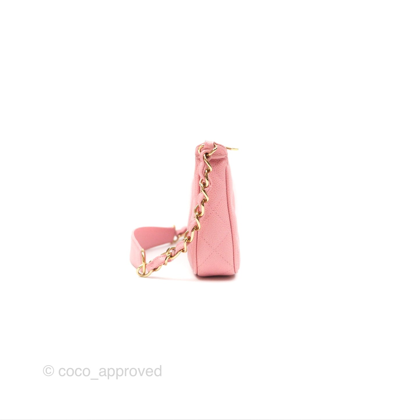 Chanel Vintage CC Quilted Shoulder Bag Pink Caviar Gold Hardware
