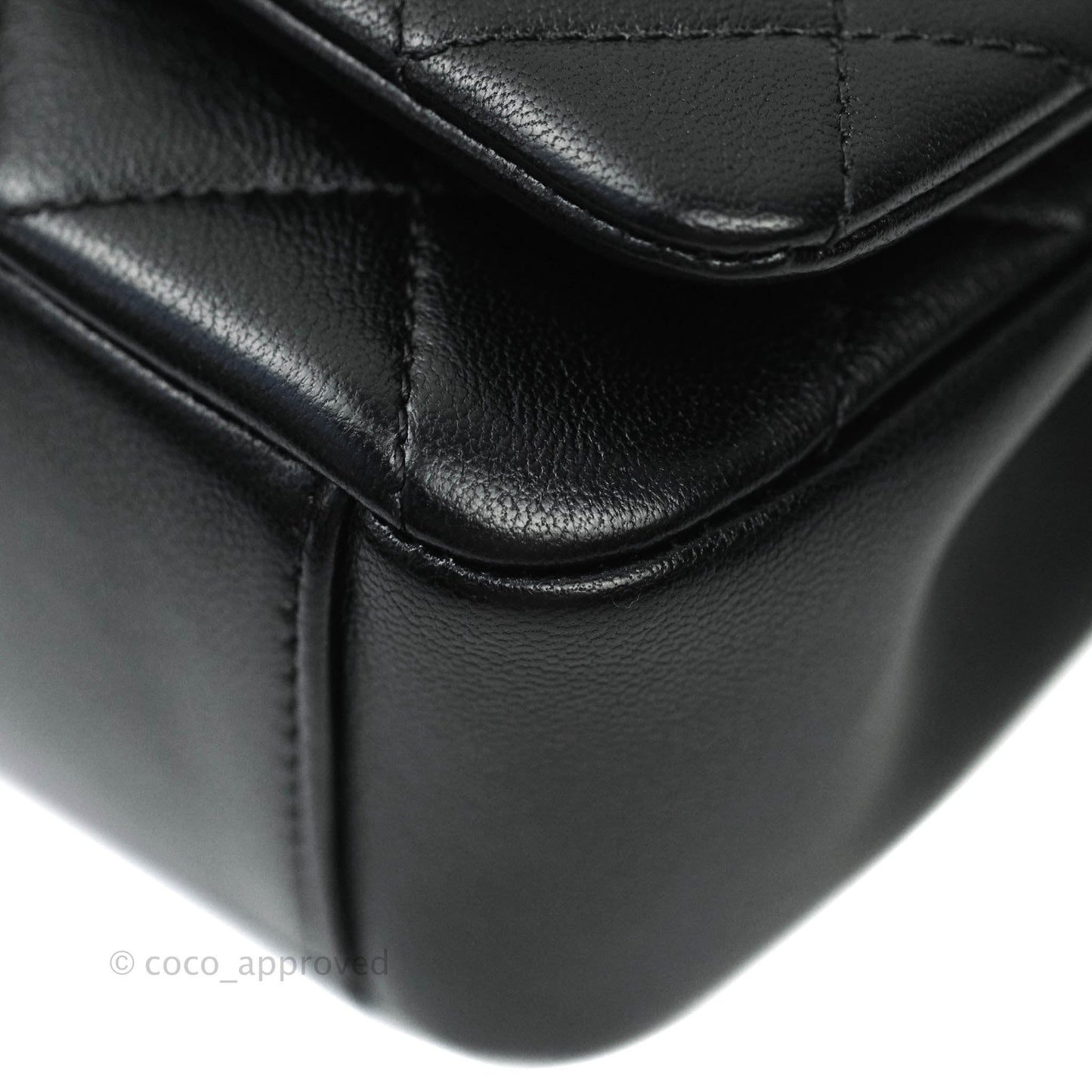 Chanel Leather Entwined Chain Bag Black Shiny Lambskin Aged Gold Hardware