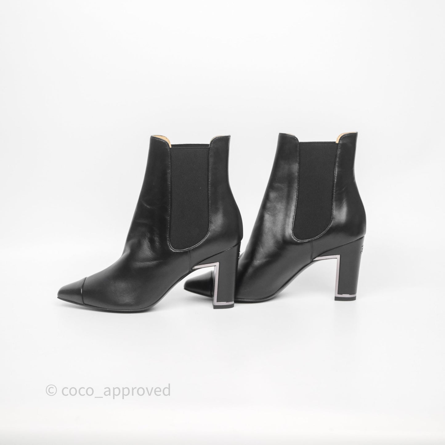 Chanel Leather Boots Black Size 36.5