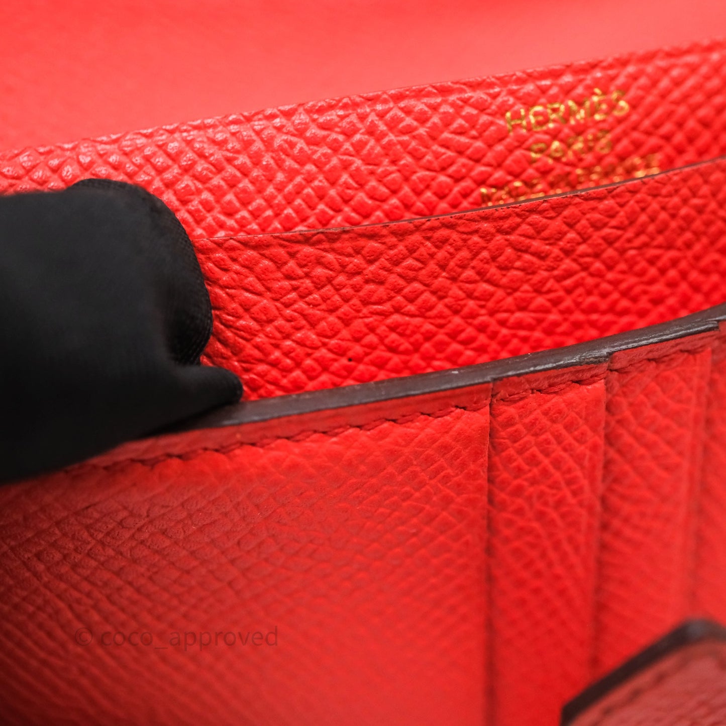 Hermes Bearn Wallet Rouge Tomate S5 Epsom Gold Hardware