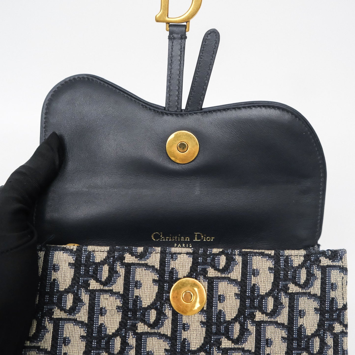 Christian Dior Blue Dior Oblique Jacquard Saddle Belt Pouch