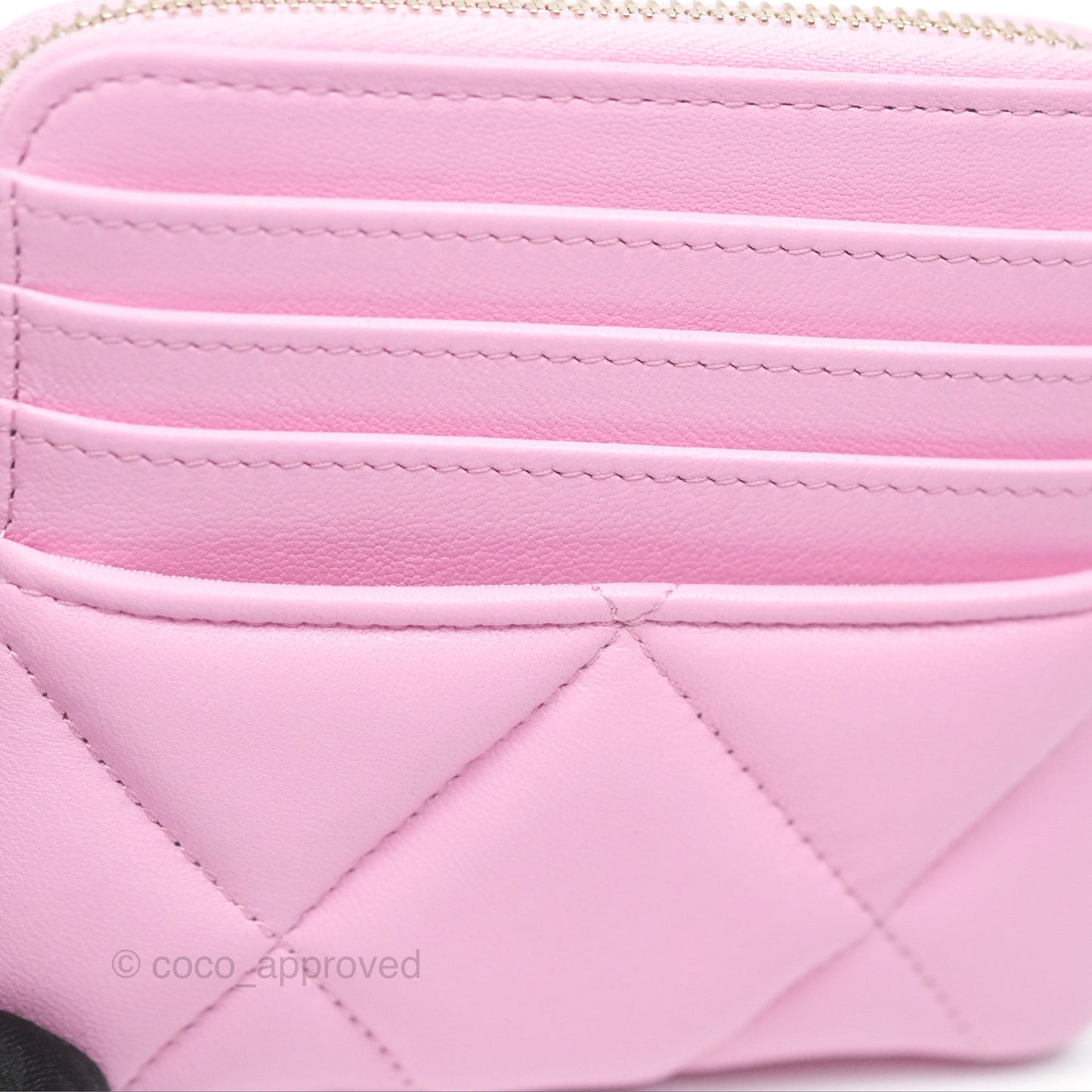 Chanel 19 Zipped Coin Purse Card Holder Pink Lambskin