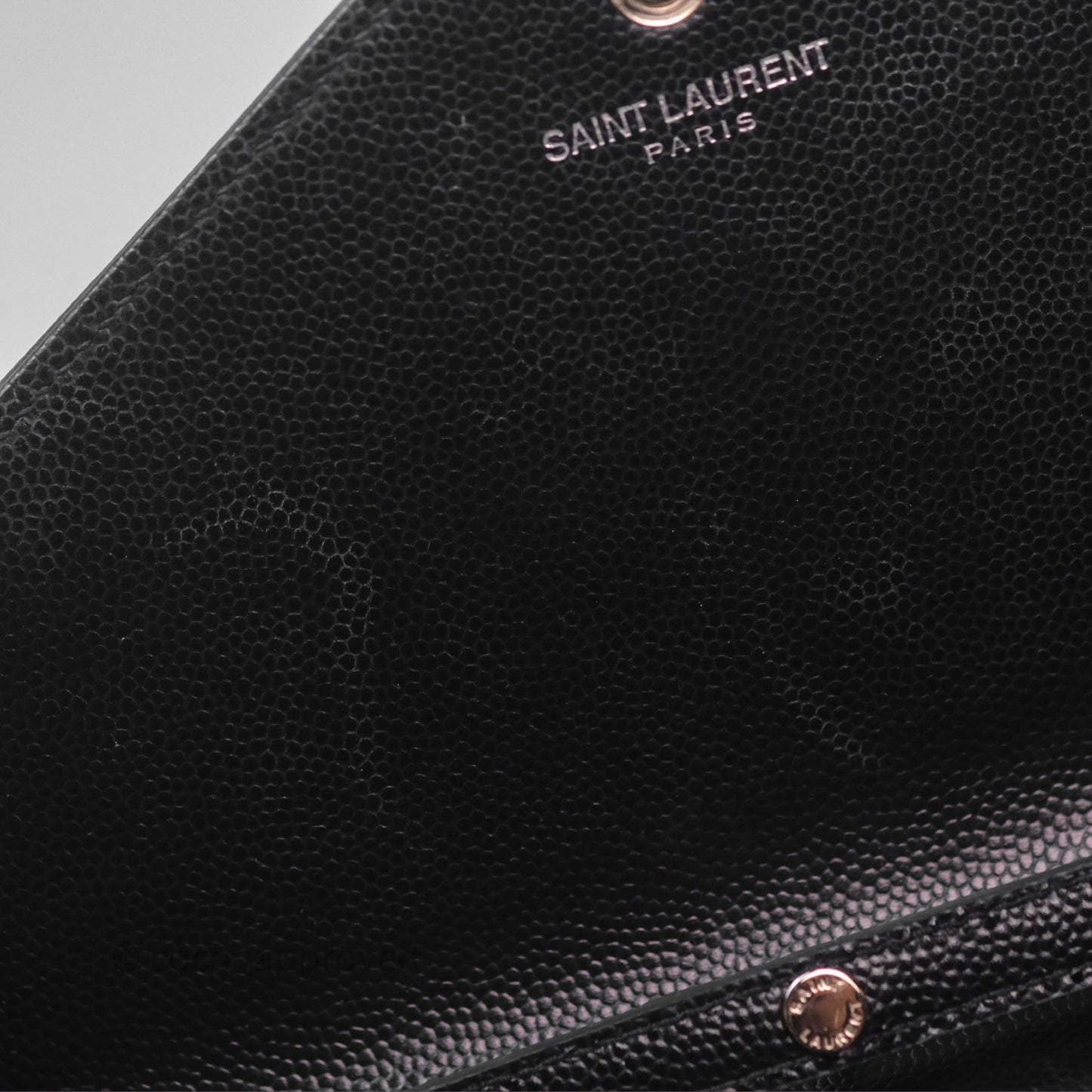 Saint Laurent Wallet on Chain WOC Black Grained Leather Sliver Hardware