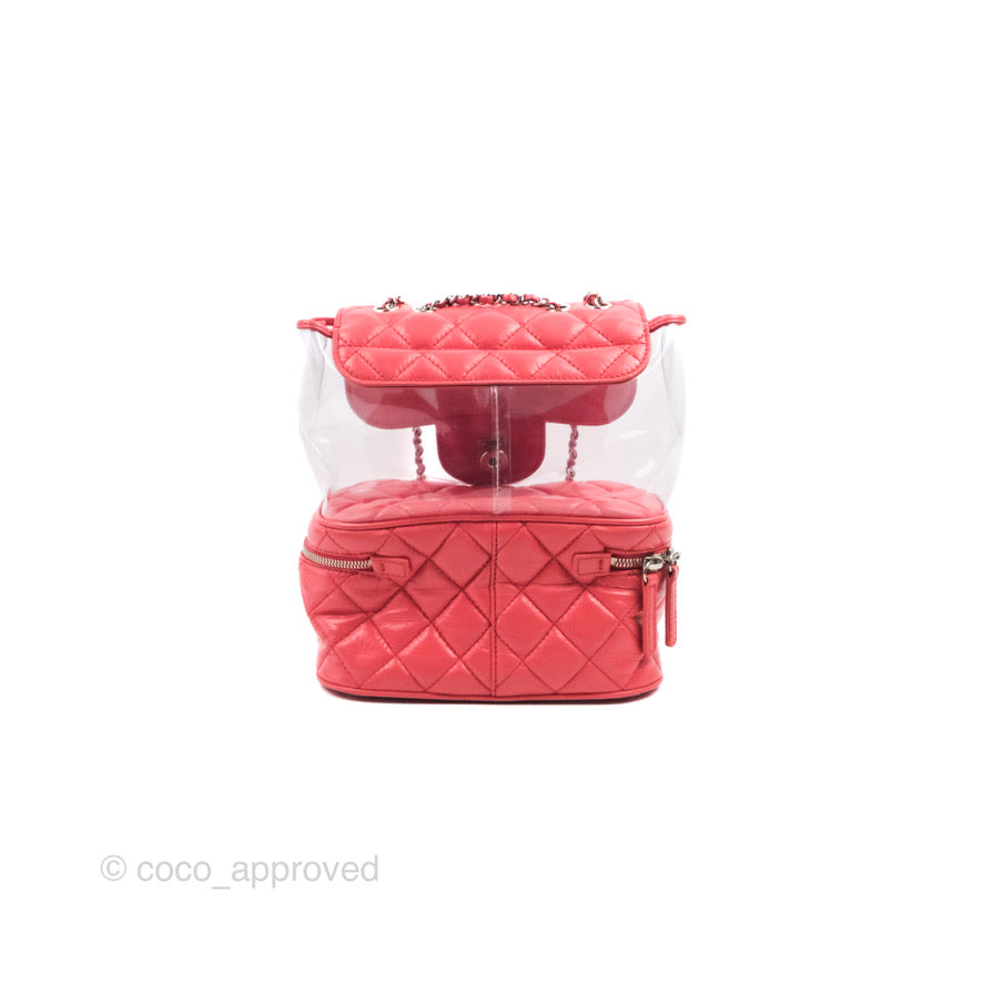 Chanel Aquarium PVC Coral Pink Crumpled Calfskin Silver Hardware