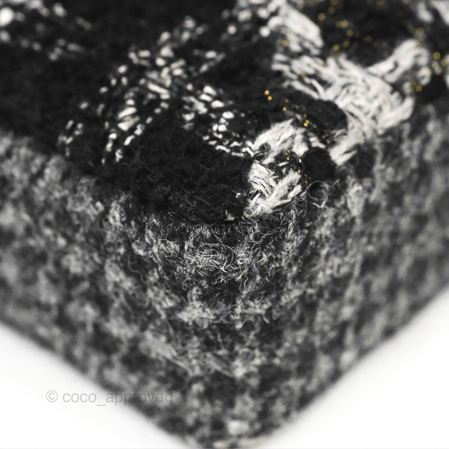 Chanel Medium Single Flap Black Tweed Aged Gold Hardware