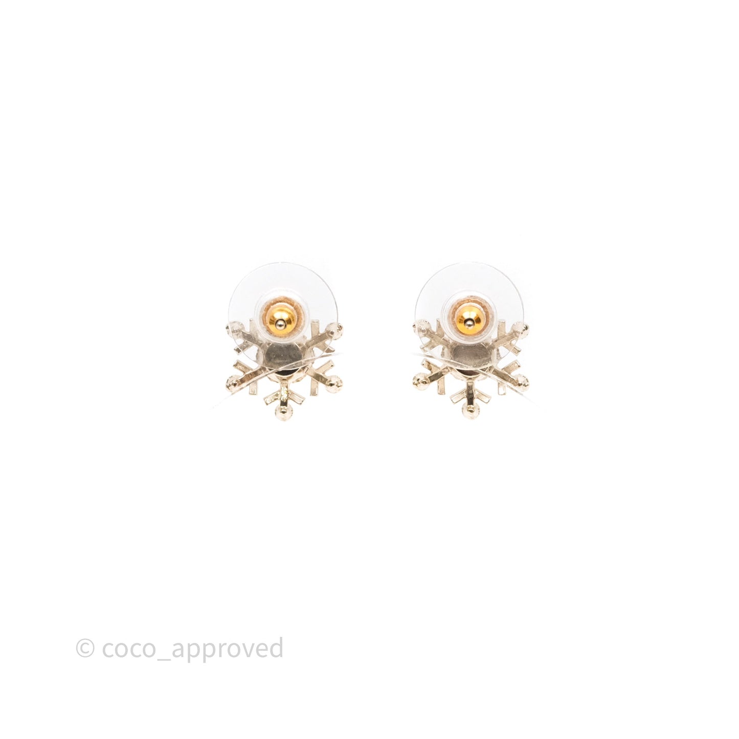 Chanel Crystals Snowflake CC Earrings Gold Tone 19B