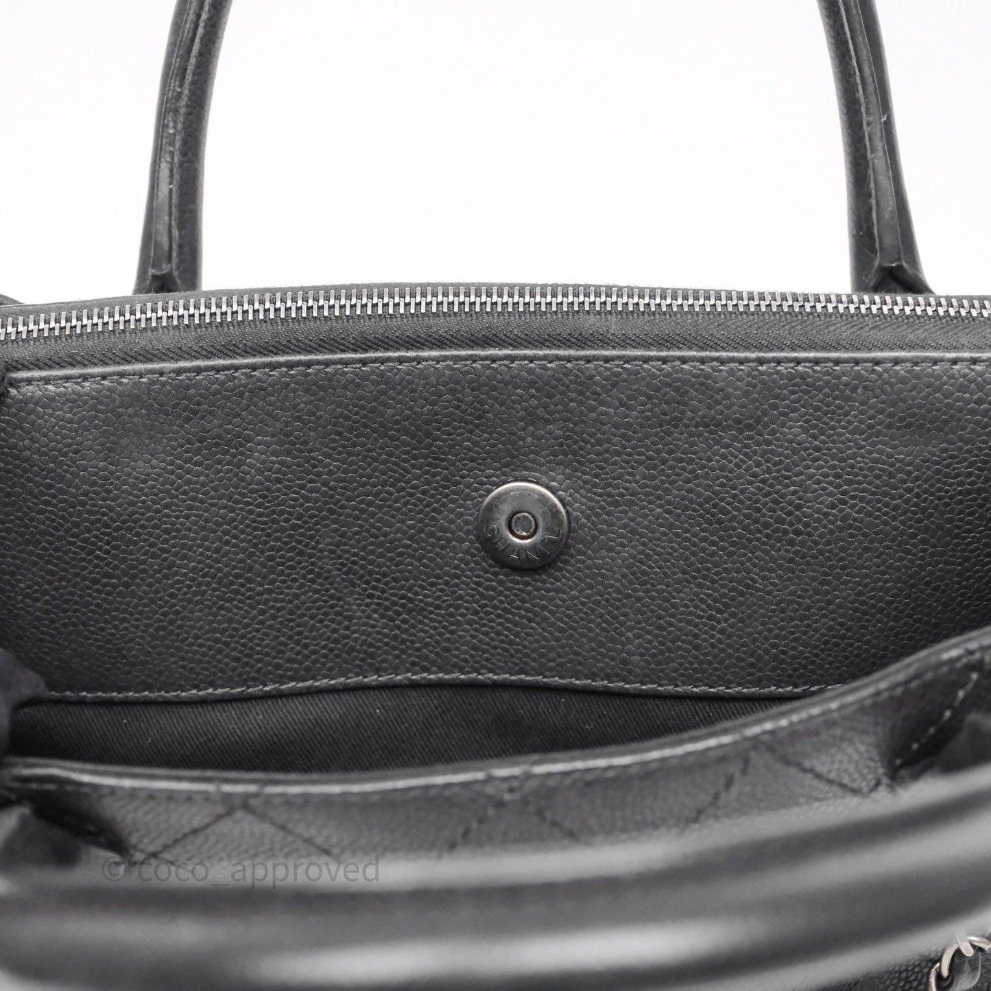 Chanel Quilted Shopping Tote Black Caviar Ruthenium Hardware