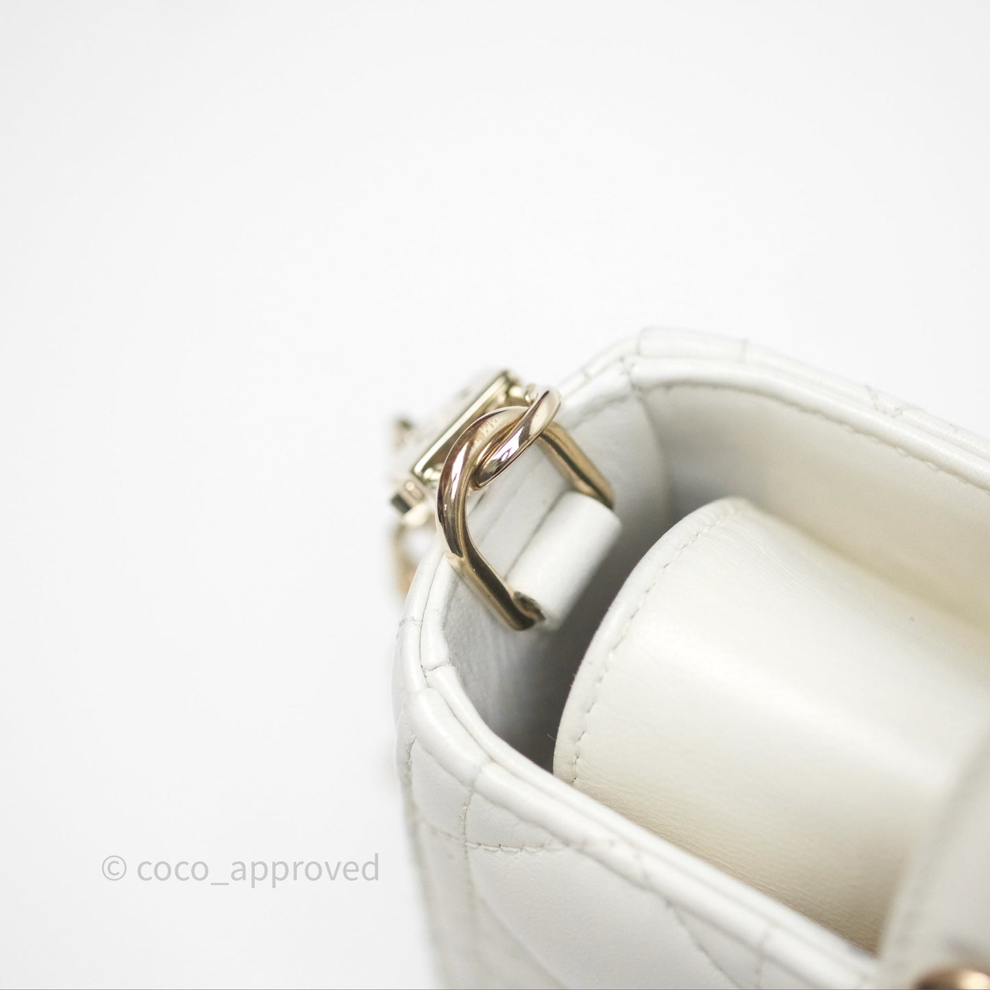 Dior Small Lady D-Joy Bag Ivory White Lambskin Cannage Gold Hardware