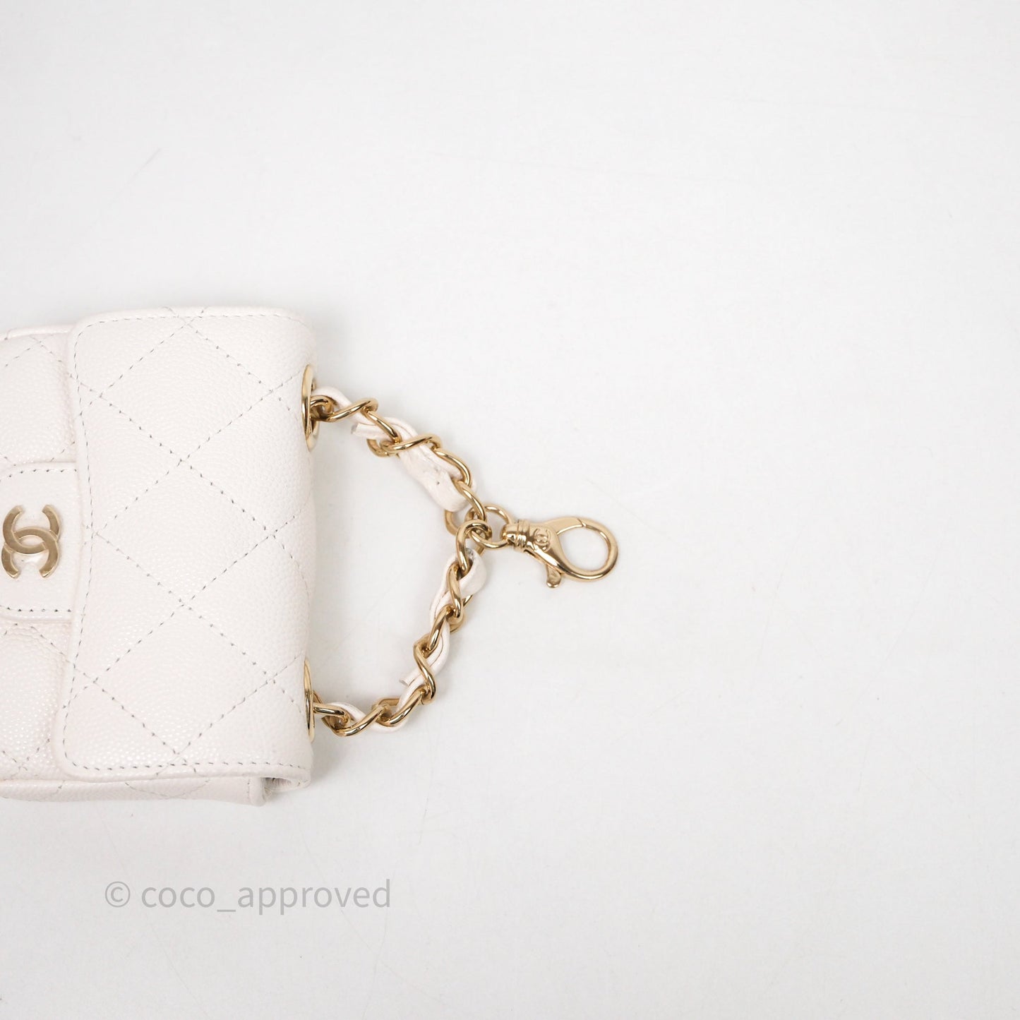 Chanel Mini Flap Belt Bag Caviar White Gold Hardware
