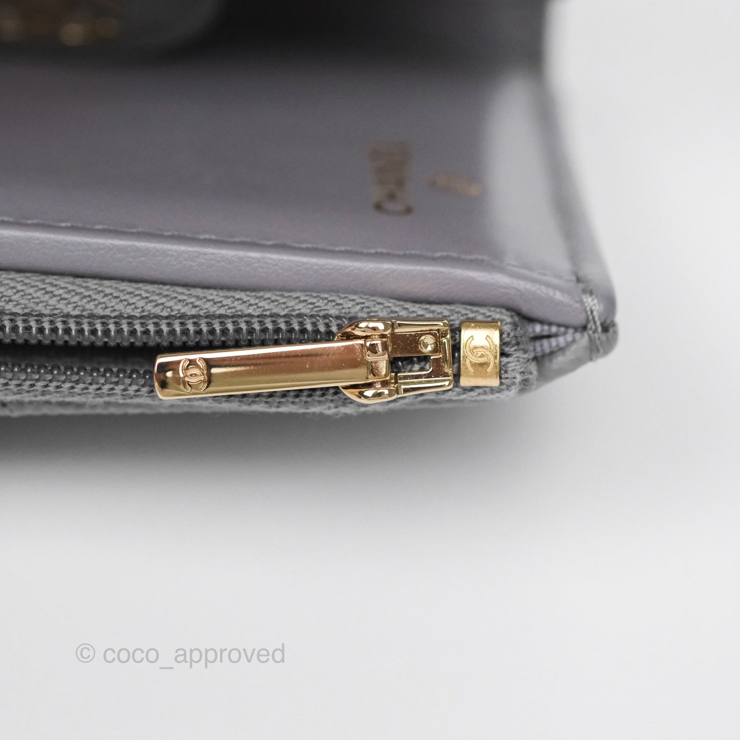 Chanel Classic Short Flap Wallet Grey Caviar Gold Hardware