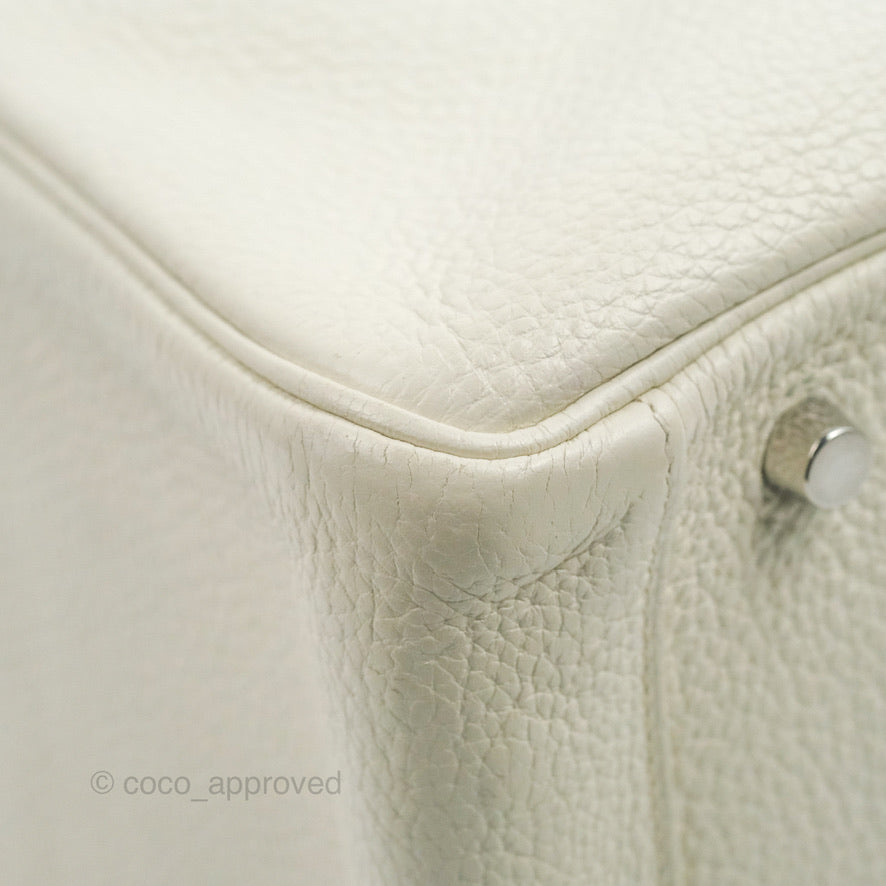 Hermes Lindy 30 White Clemence Palladium Hardware
