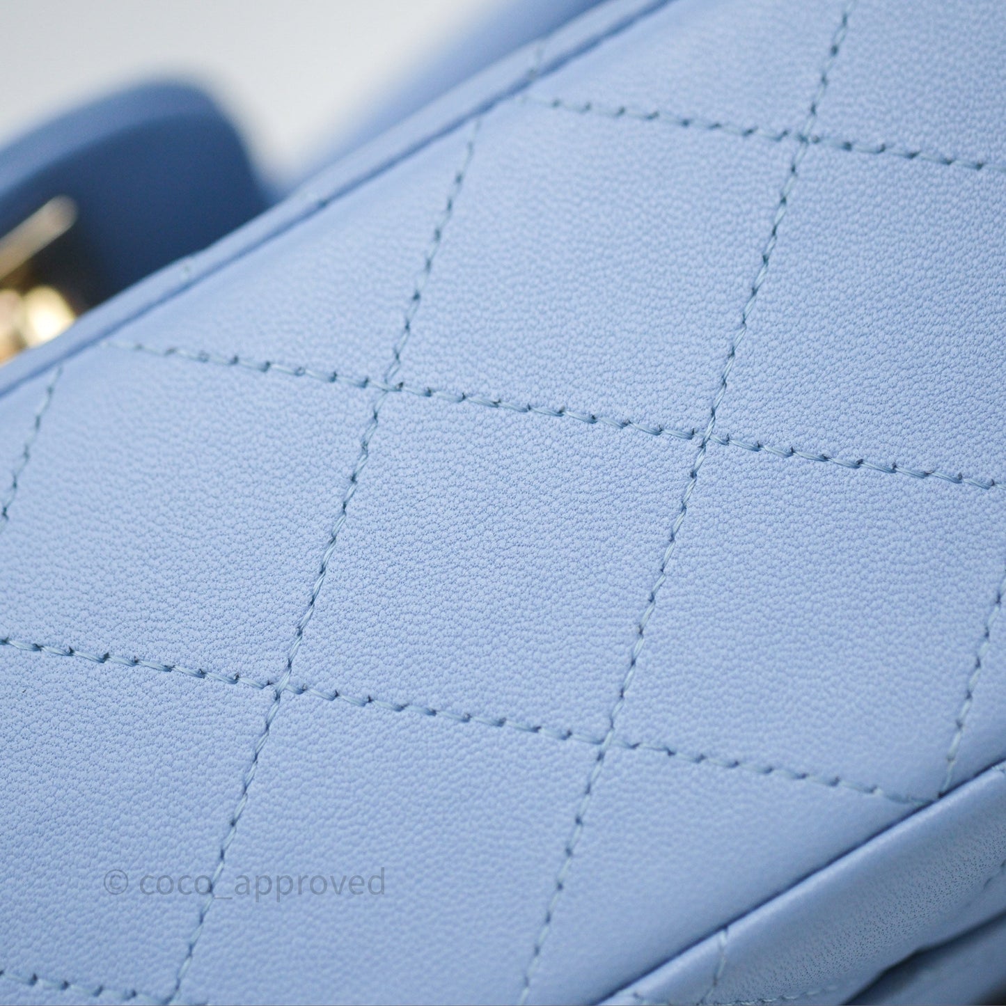 Chanel Classic M/L Medium Flap Quilted Sky Blue Lambskin Gold Hardware