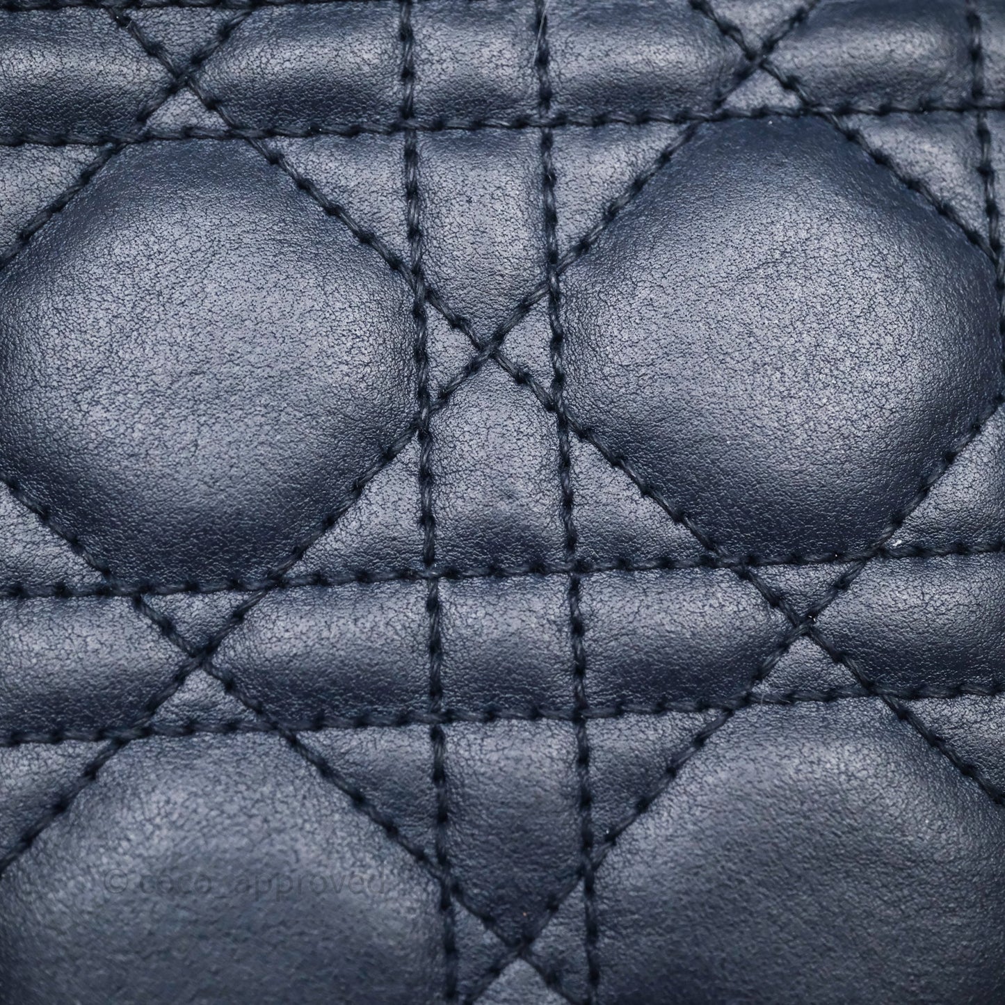 Christian Dior Medium Lady Dior Navy Lambskin Silver Hardware