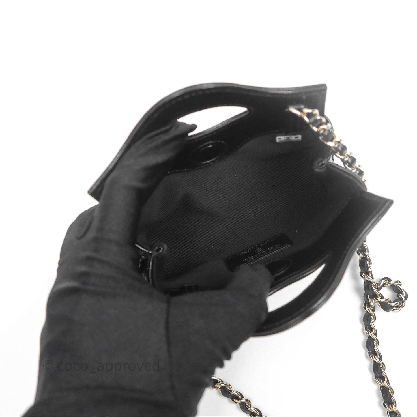 Chanel Micro 31 Clutch With Chain Black Shiny Calfskin Gold Hardware