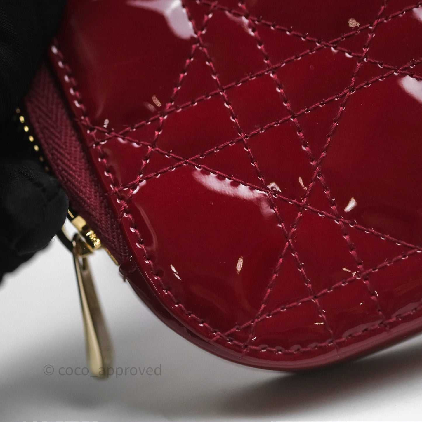 Christian Dior Lady Dior Call'in Dior Phone Holder Red Patent Cannage Calfskin