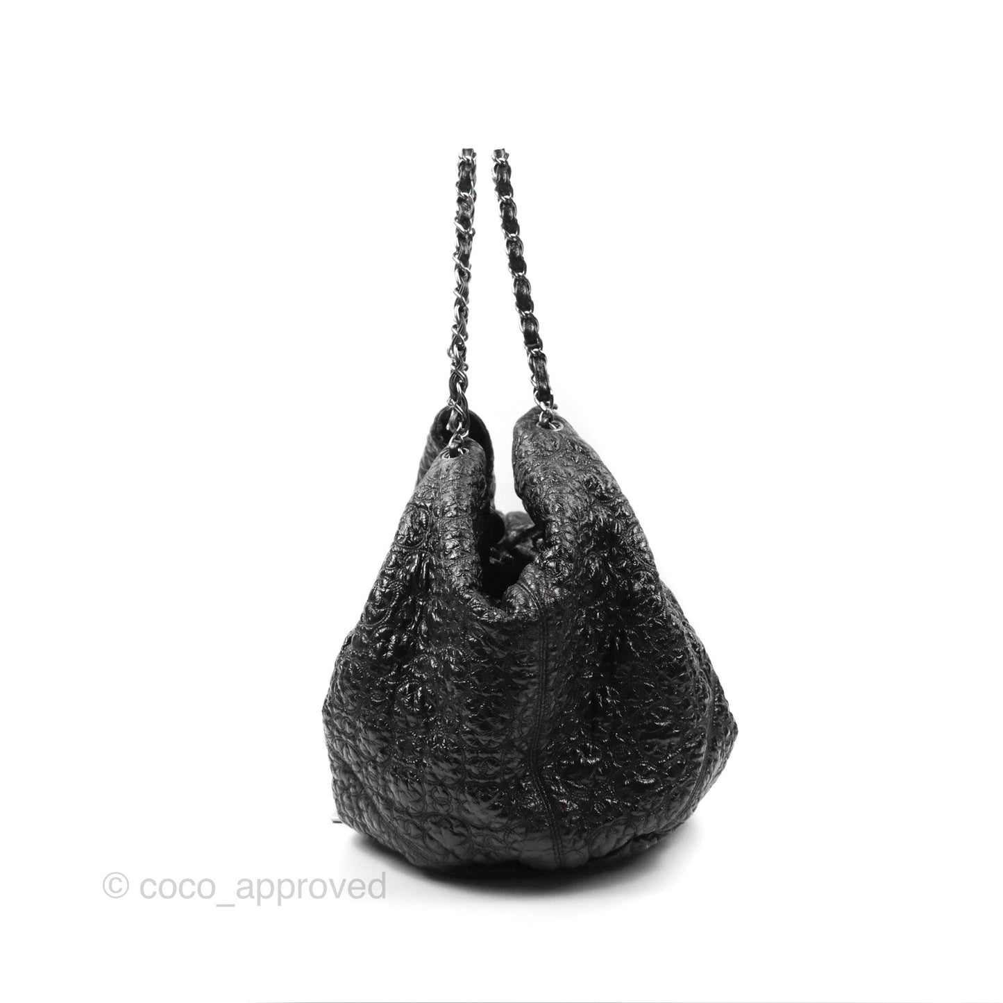 Chanel Rock In Moscow Cabas Tote Bag Black Glazed Crumpled Leather Gun Metal