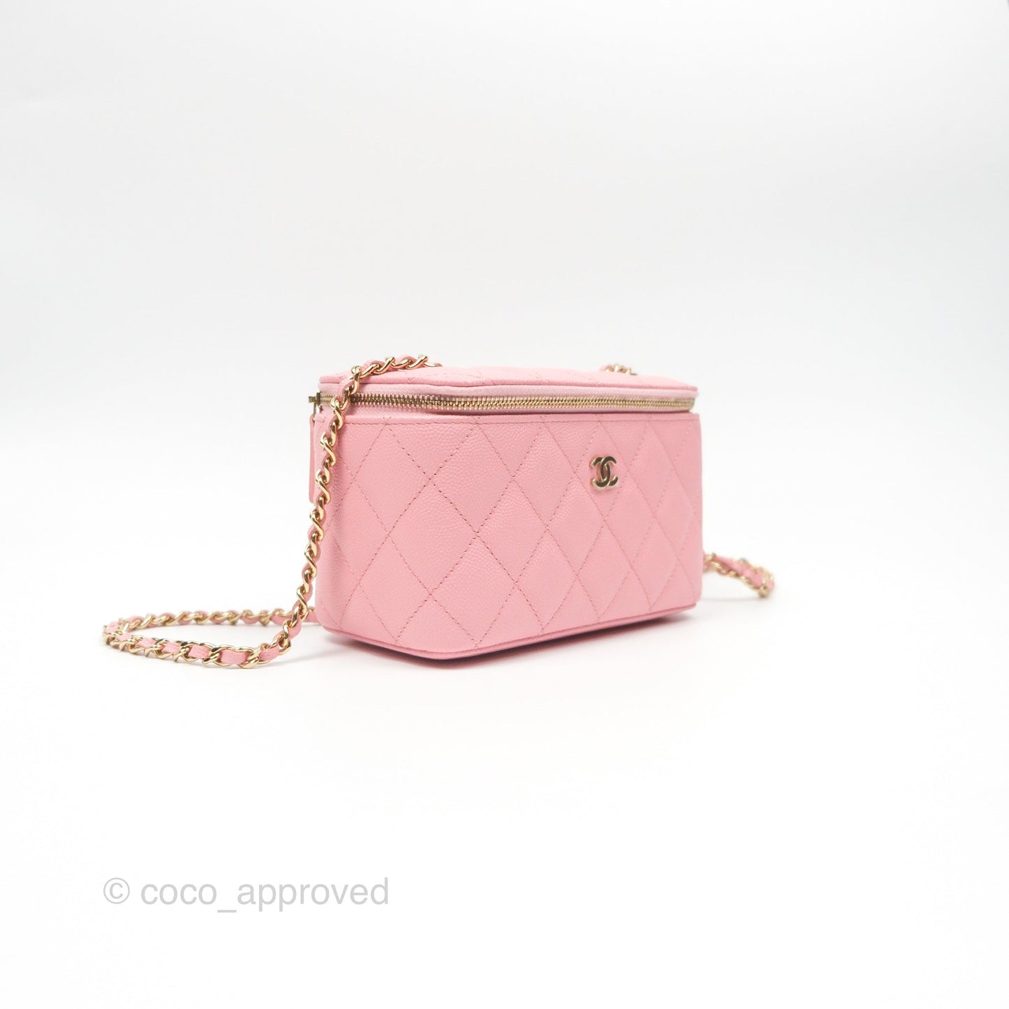 Chanel Classic Vanity With Chain Pink Caviar Gold Hardware