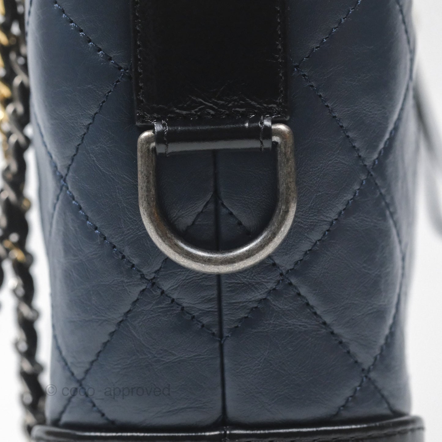 Chanel New Medium Gabrielle Hobo Quilted Navy Black Aged Calfskin