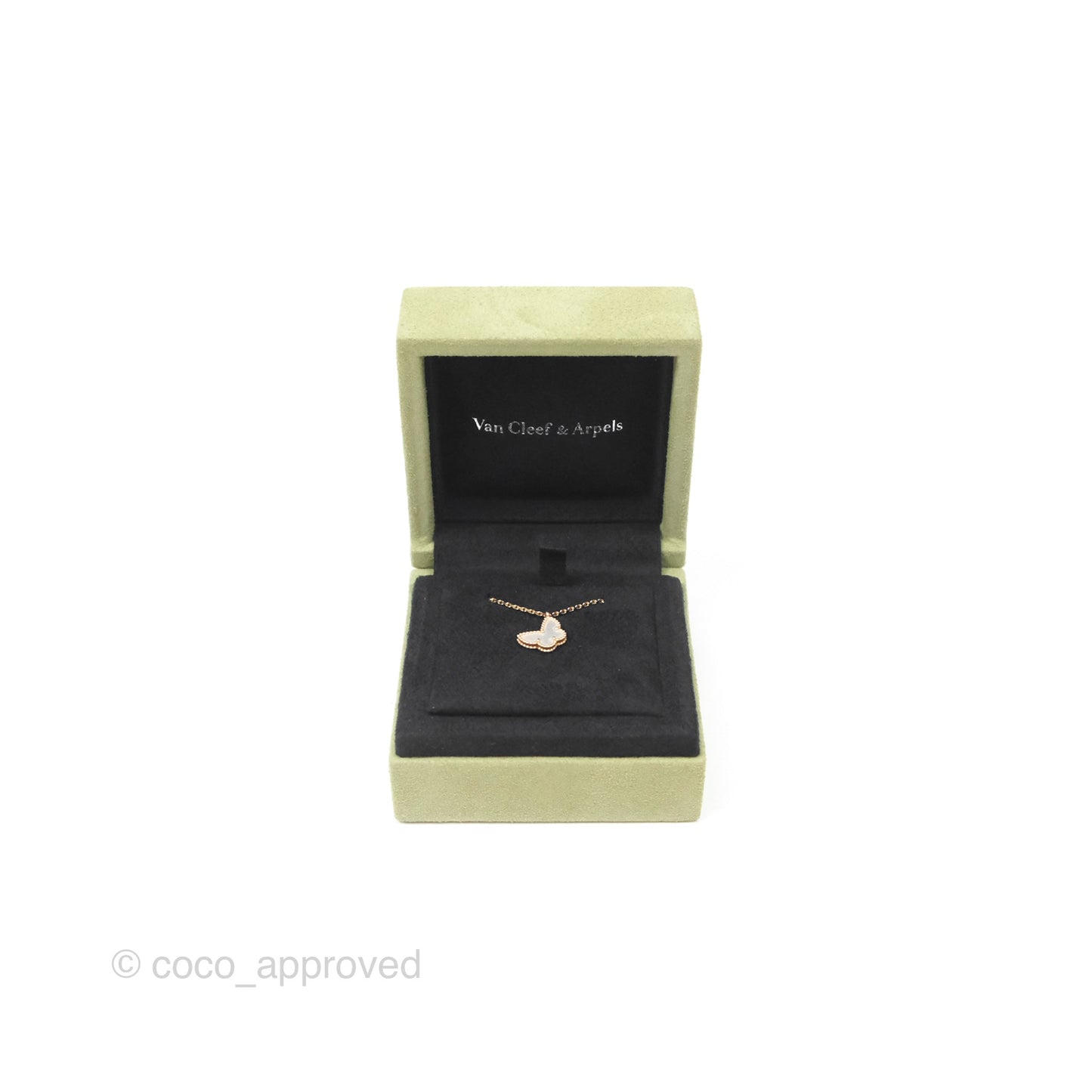 Van Cleef & Arpels 18K Yellow Gold Mother of Pearl Sweet Alhambra Butterfly Pendant Necklace