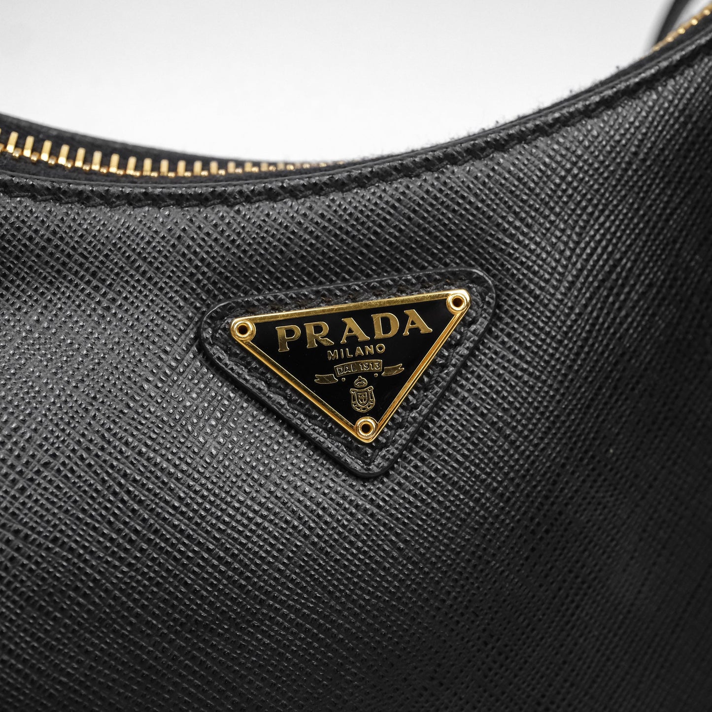 Prada Re-Edition 2005 Black Saffiano Leather Bag Gold Hardware