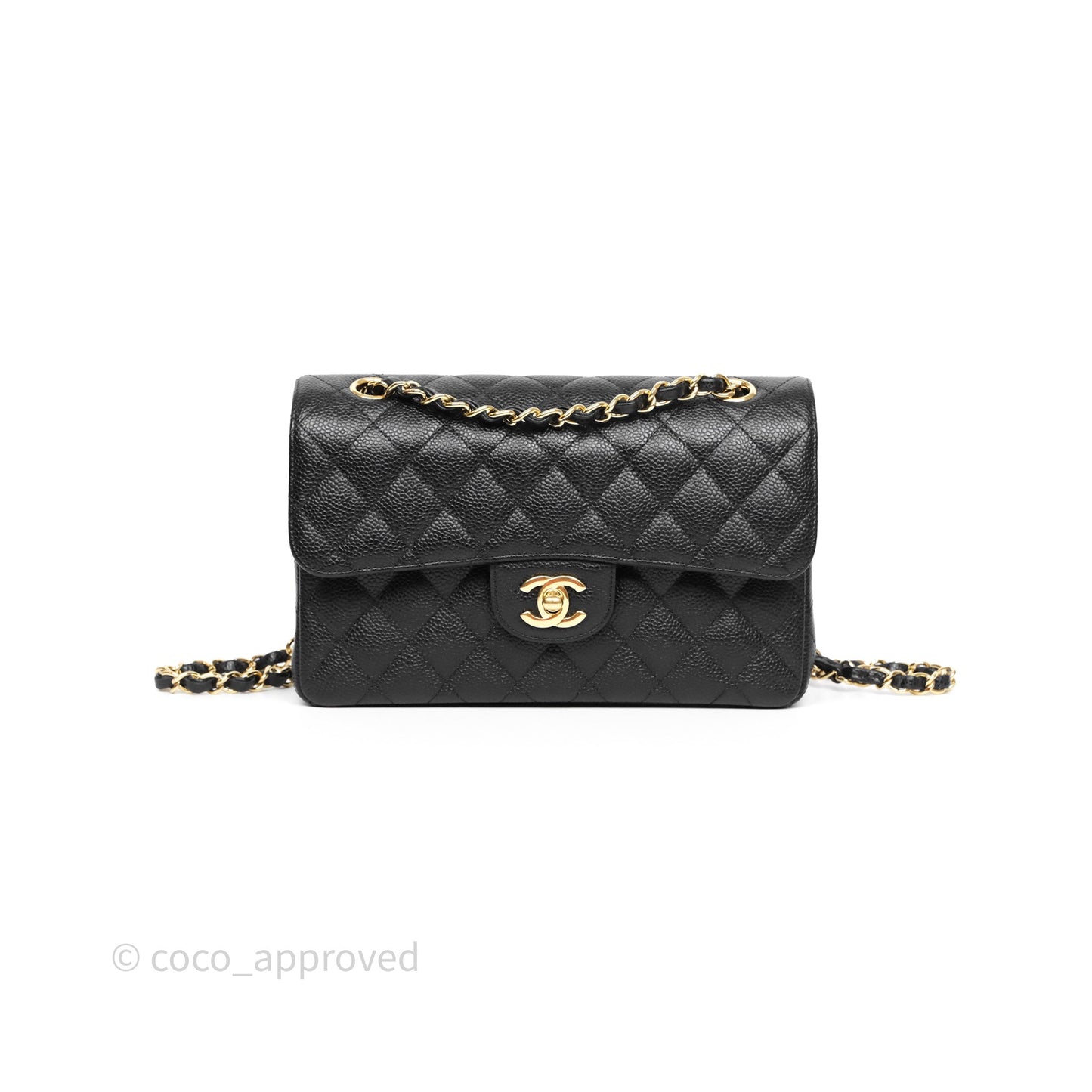 Chanel Small Classic Flap Quilted Black Caviar Gold Hardware