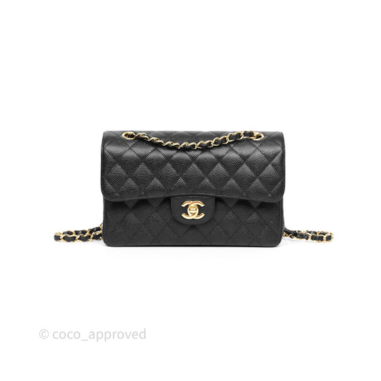 Chanel Small Classic Flap Quilted Black Caviar Gold Hardware