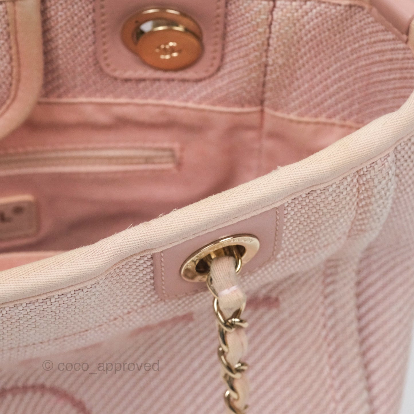 Chanel Small Vertical Deauville Canvas Pink Gold Hardware