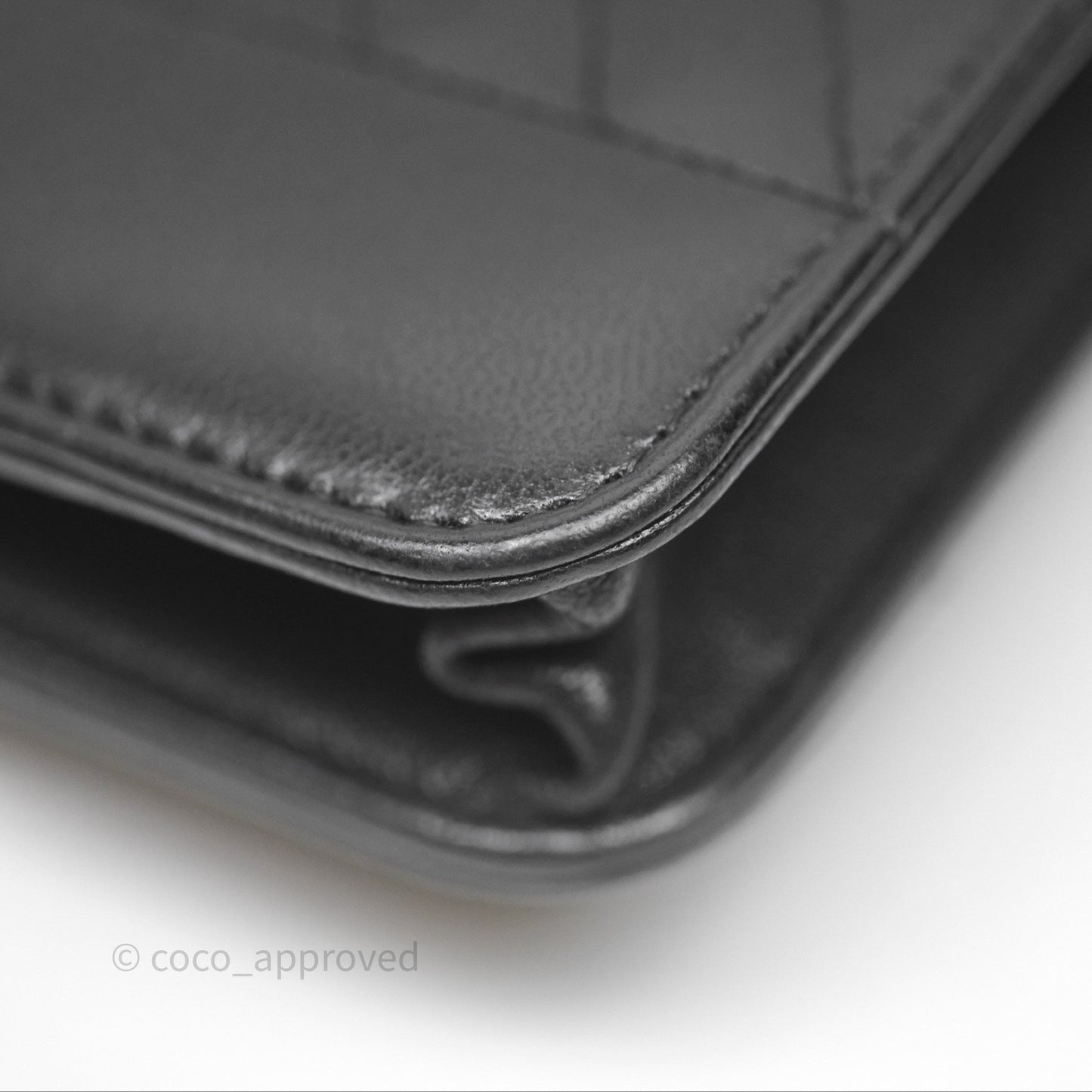 Chanel Reversed Chevron Wallet On Chain WOC Black Lambskin Aged Gold Hardware