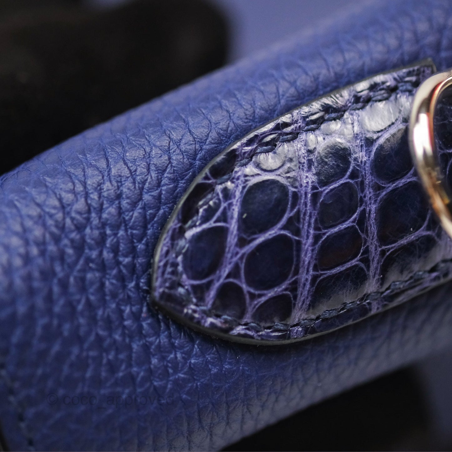 Hermès Kelly 32 Retourne Touch Bleu Encre Croc TM Palladium Hardware