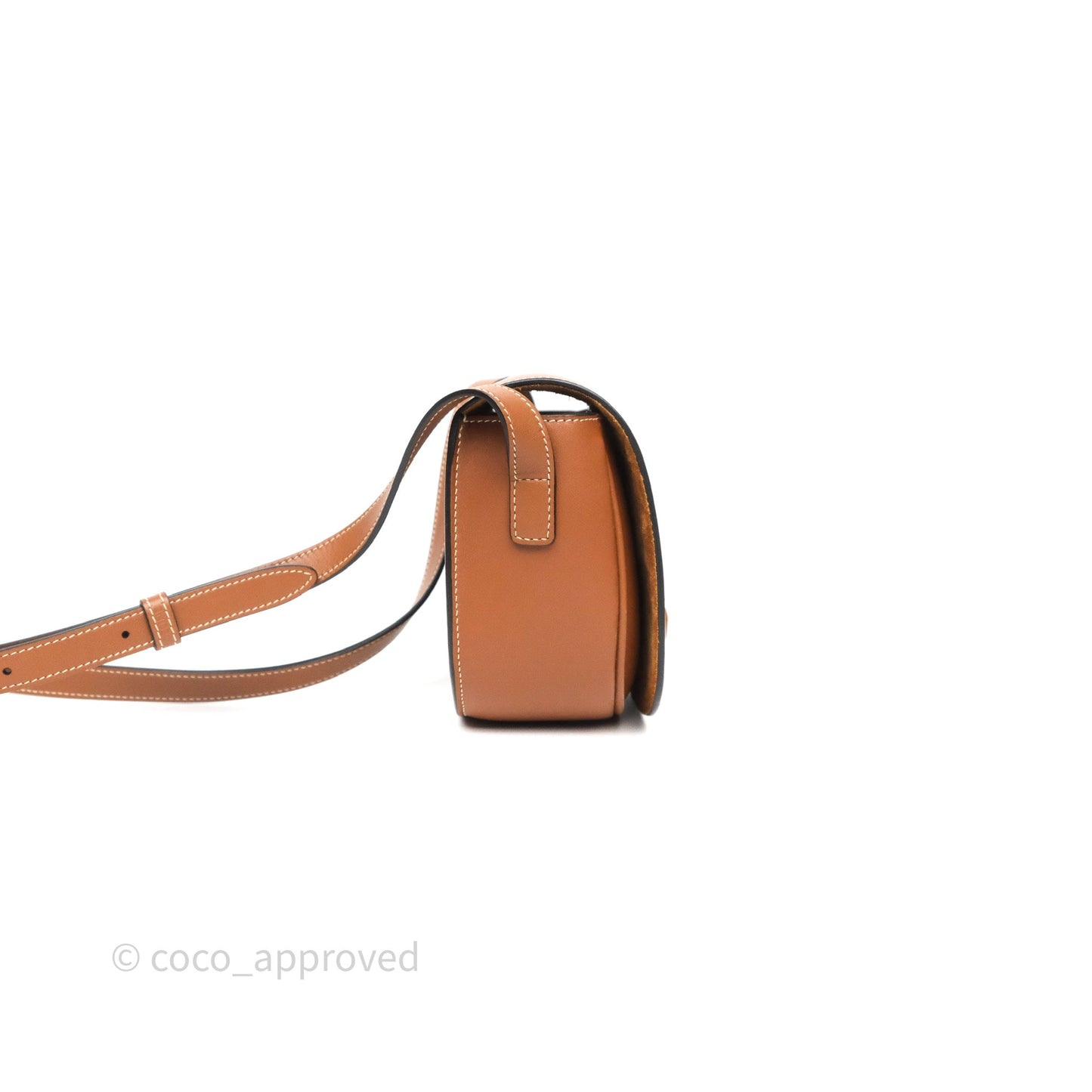 Celine Gold Studs Folco Cuir Triomphe in Smooth Calfskin Tan