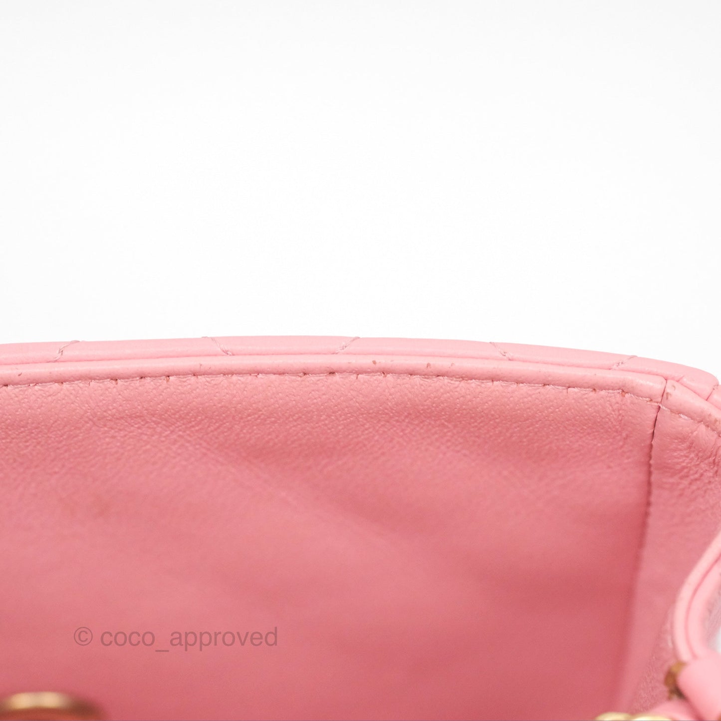 Chanel Mini Square Pink Lambskin Aged Gold Hardware