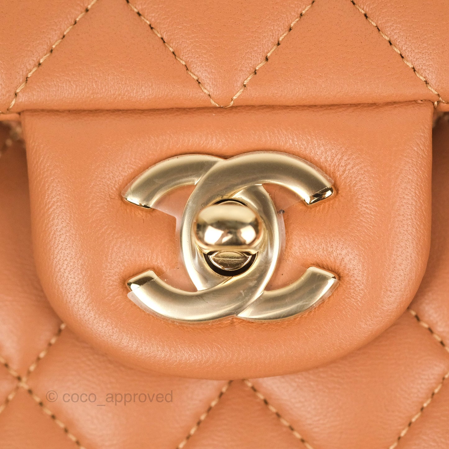 Chanel Small Classic Quilted Flap Dark Beige Caramel Lambskin Gold Hardware
