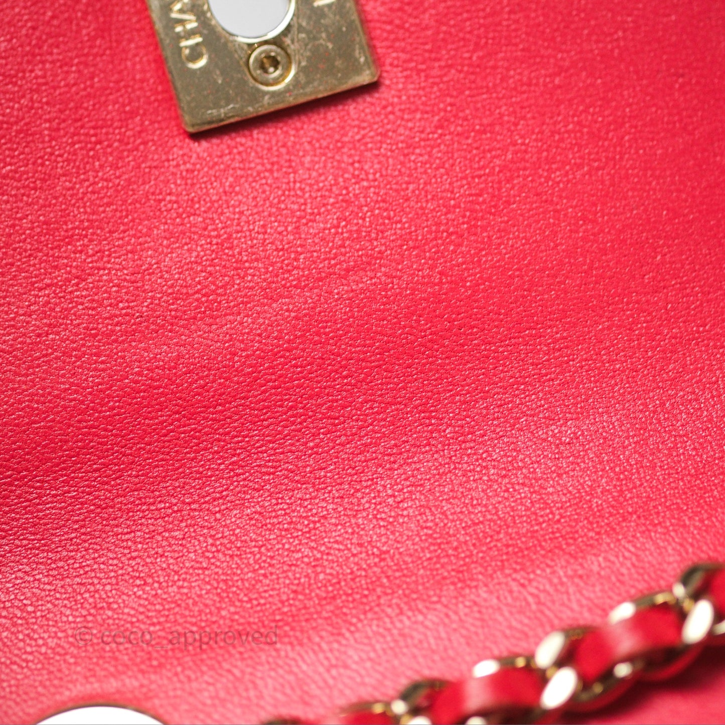 Chanel Mini Quilted Trendy CC Clutch With Chain Red Lambskin Gold Hardware