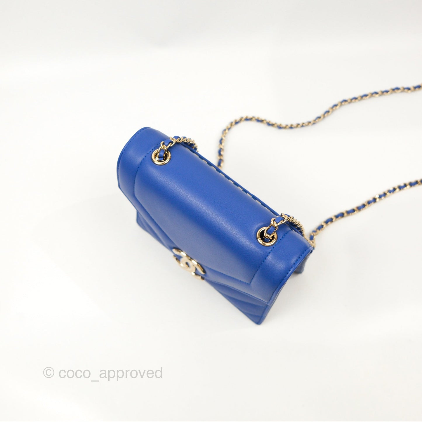 Chanel Chevron Square Envelope Flap Bag Royal Blue 19C