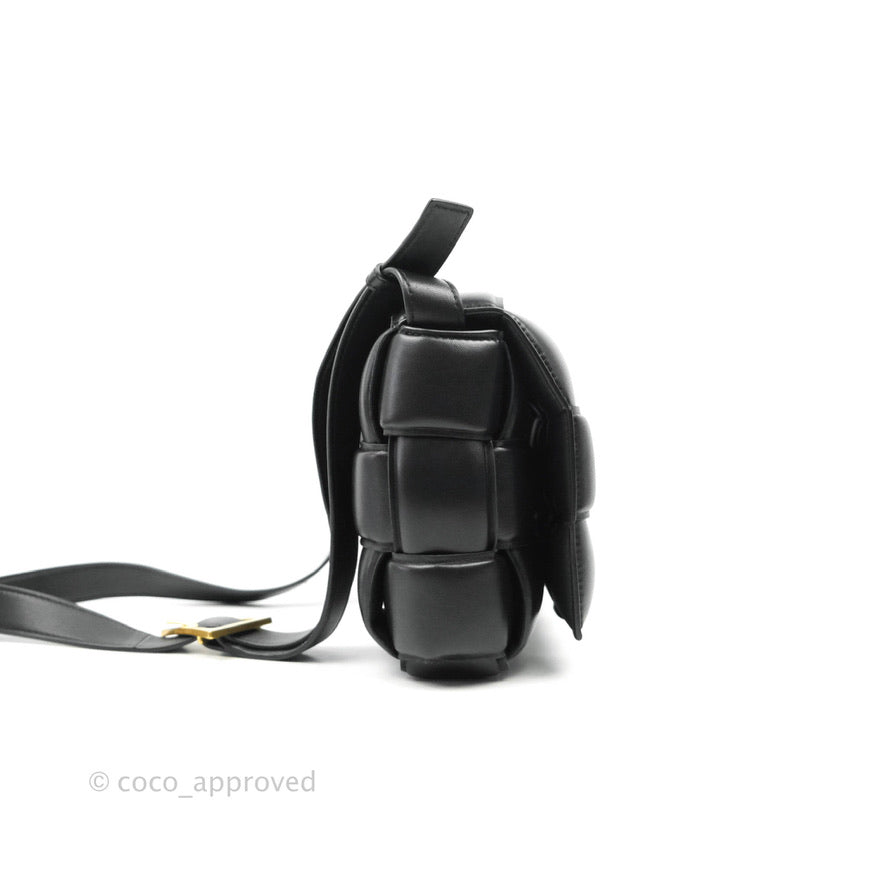 Bottega Veneta Padded Cassette Shoulder Bag Intrecciato Black Lambskin Gold Hardware