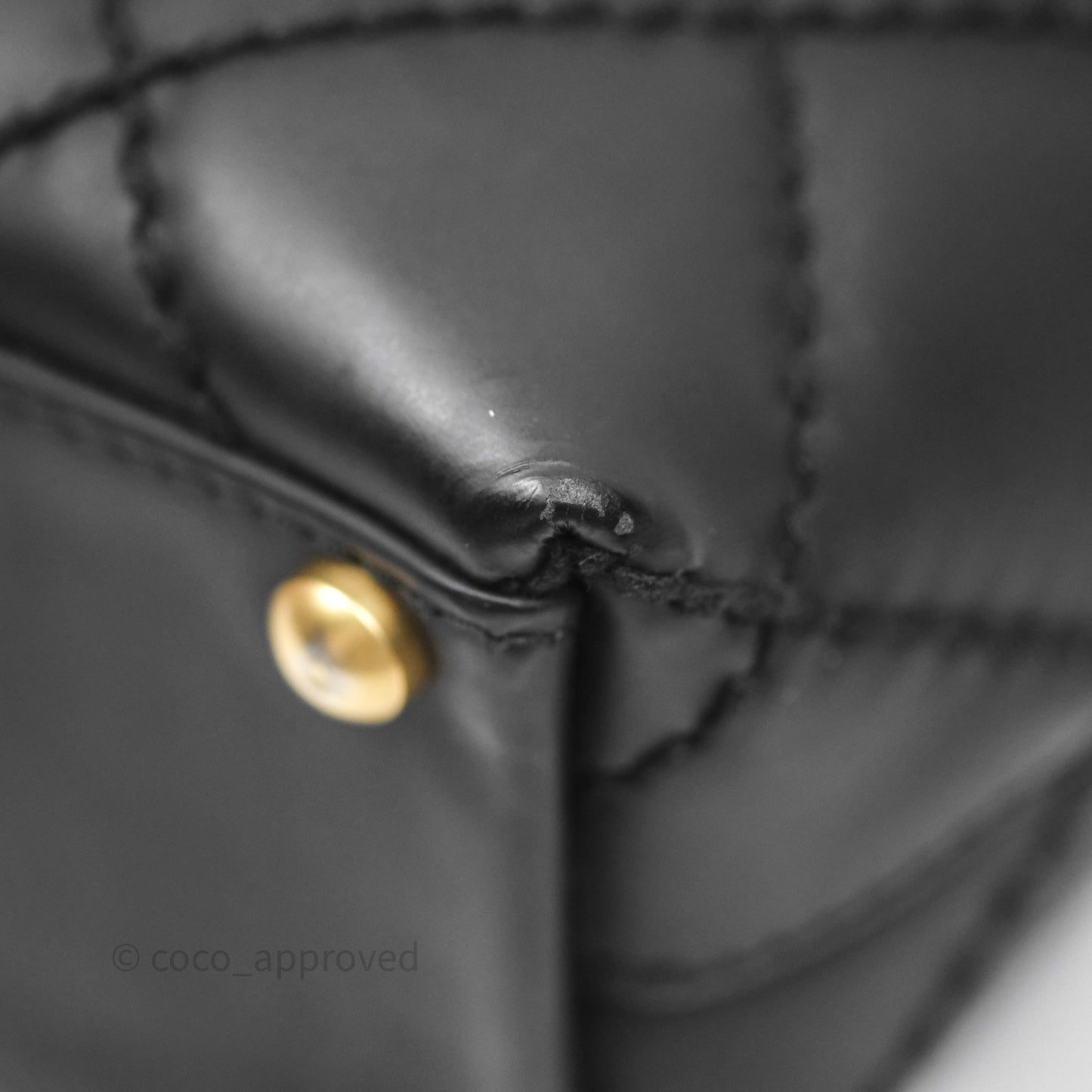 Chanel Vintage Quilted CC Tote Bag Matte Black Calfskin Gold Hardware