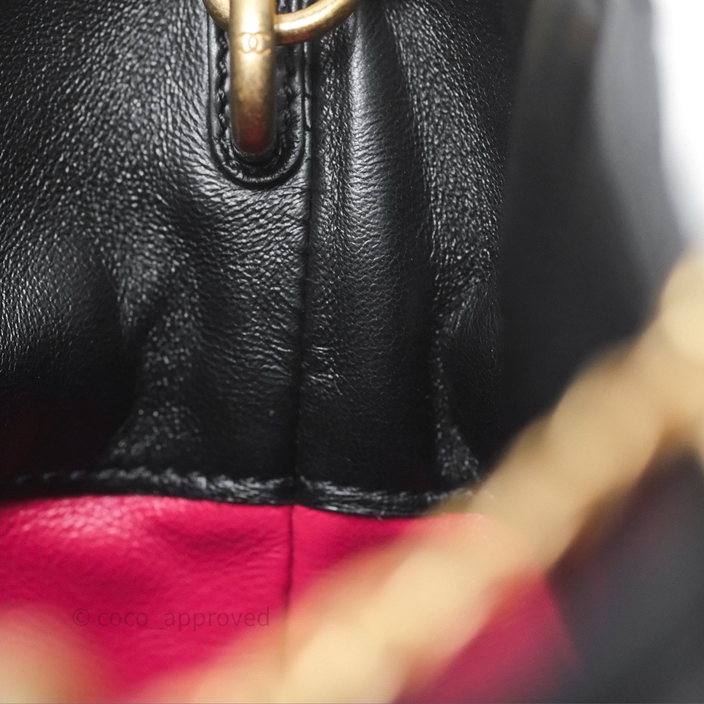 Chanel Enamel CC Bucket Bag Black Lambskin Gold Hardware 22P