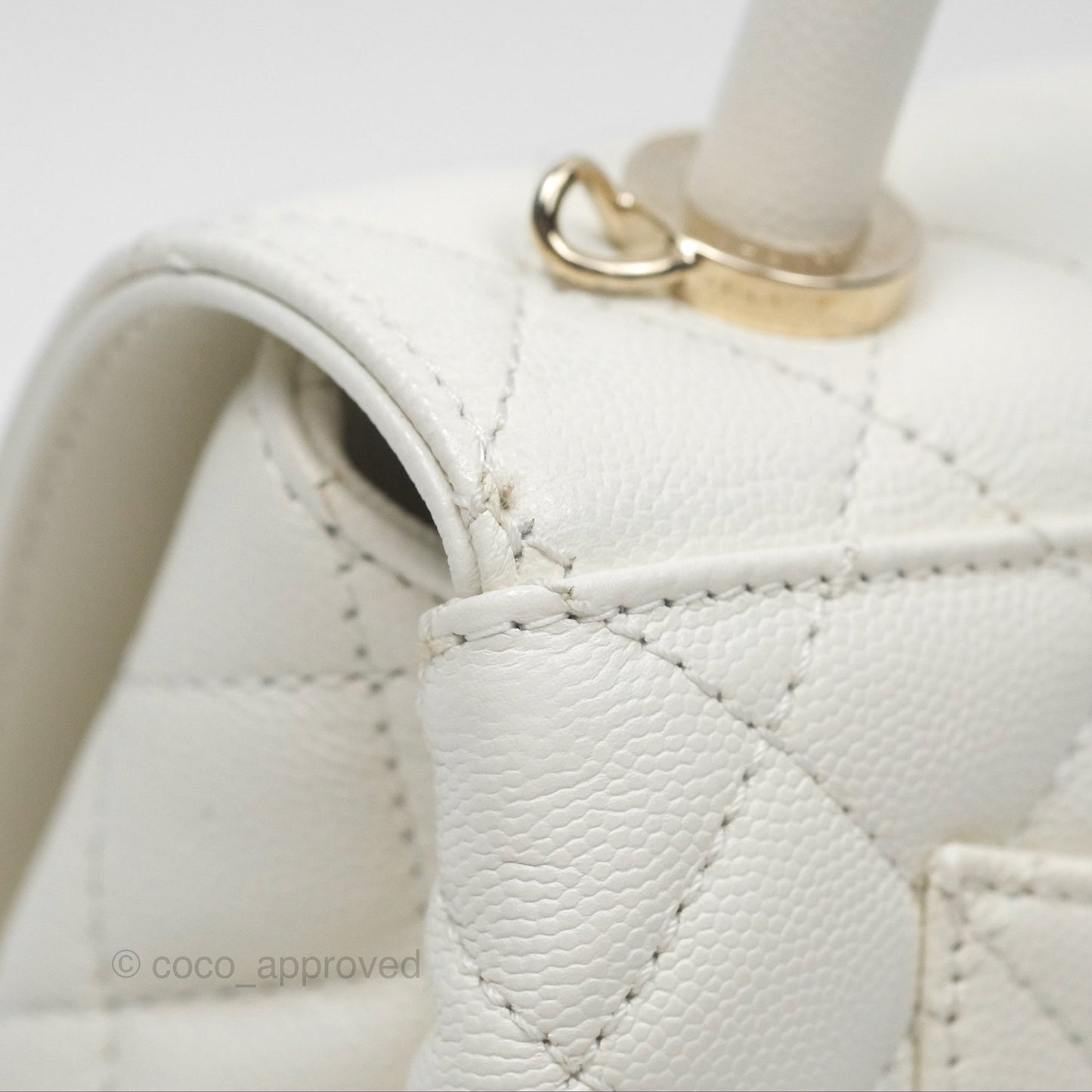 Chanel Mini Coco Handle White Caviar Gold Hardware