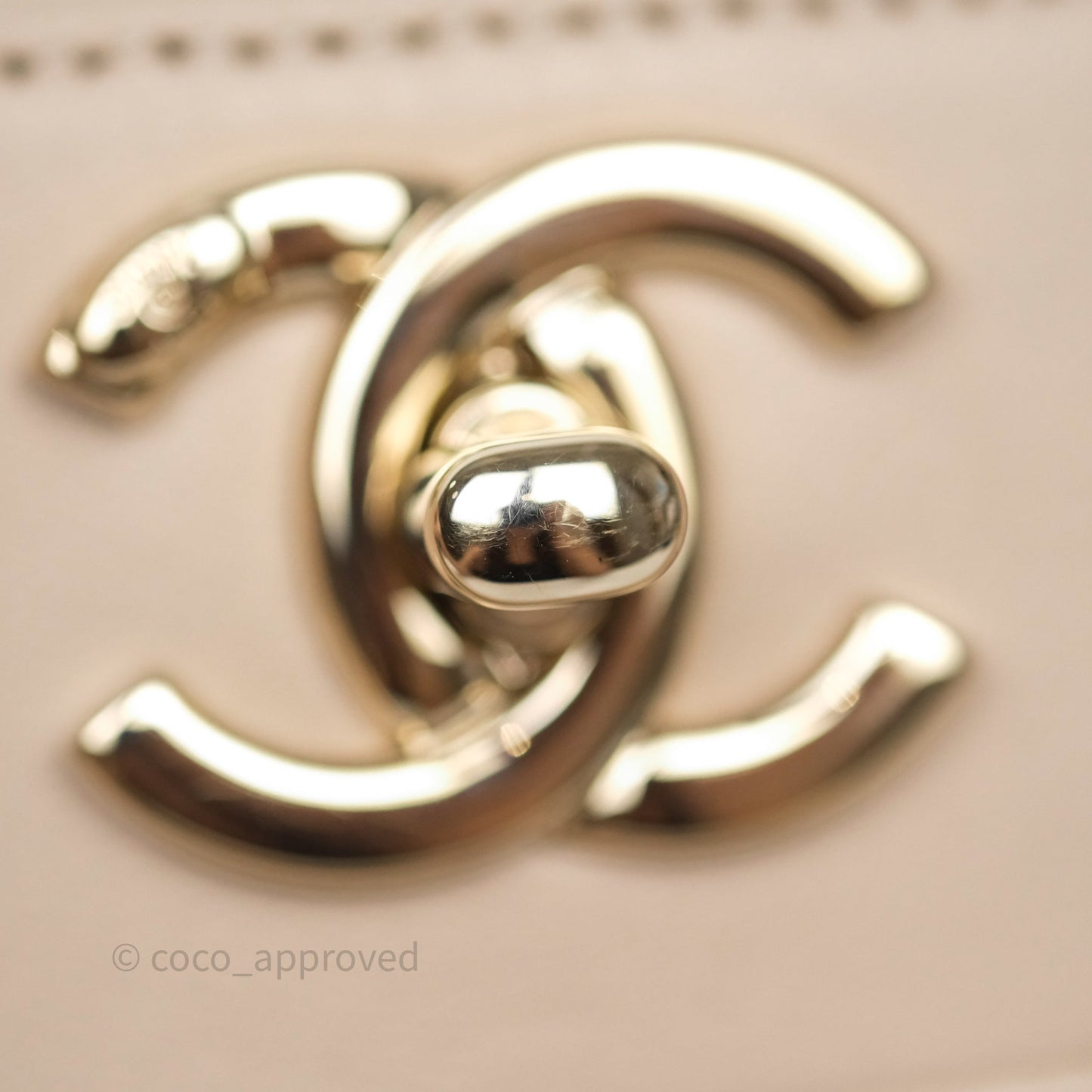 Chanel Quilted Top Handle Carry Chic Bag Beige Lambskin Gold Hardware