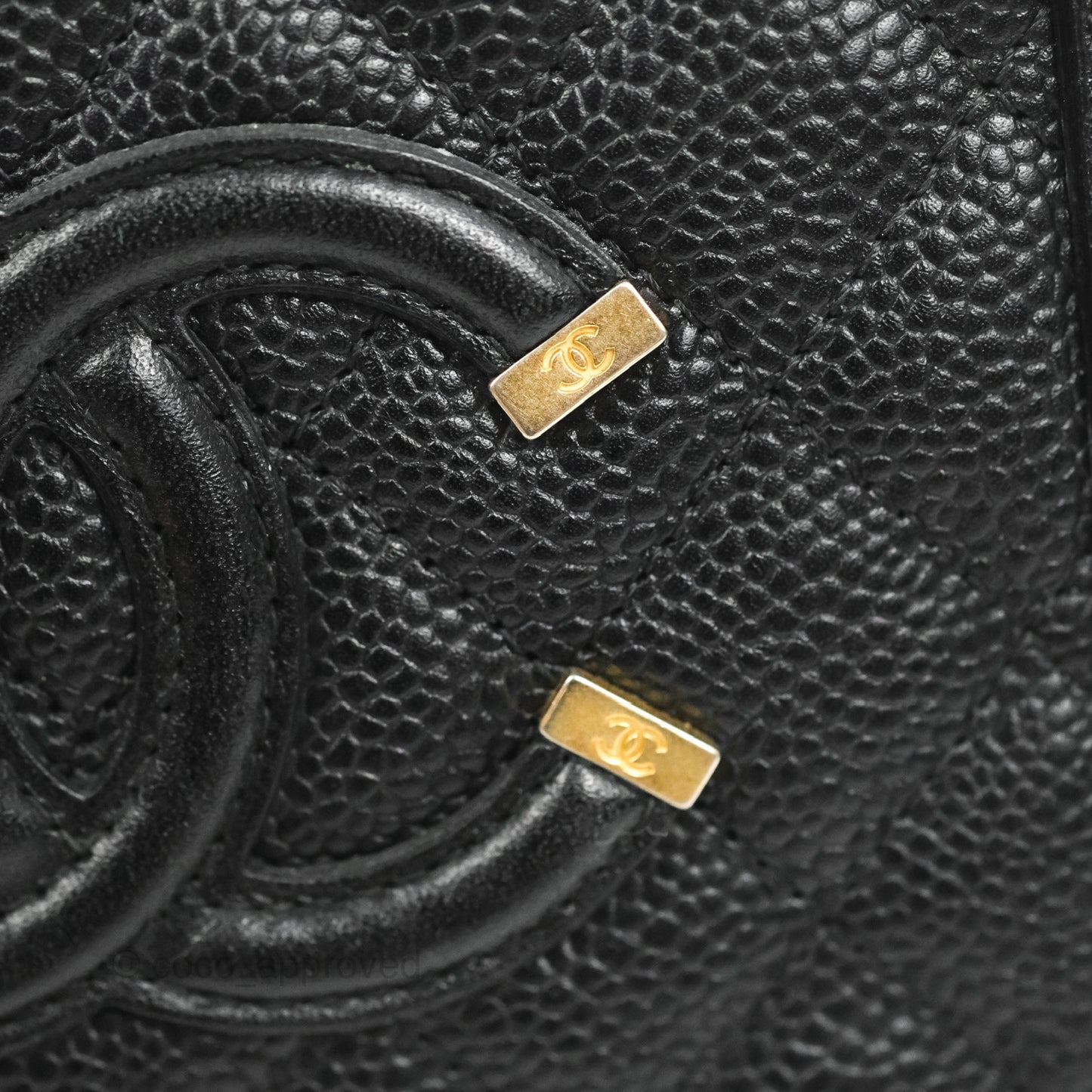 Chanel CC Filigree Vanity Clutch With Chain Caviar Black Aged Gold Hardware