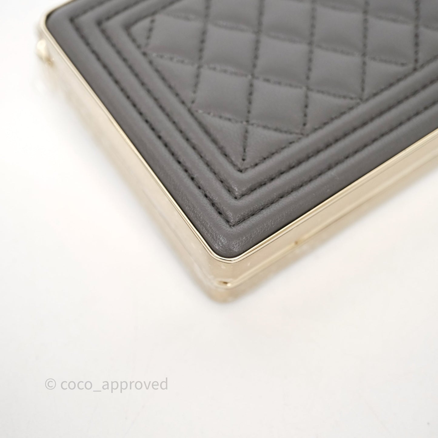 Chanel Grey Boy Mini Clutch Lambskin Gold Hardware