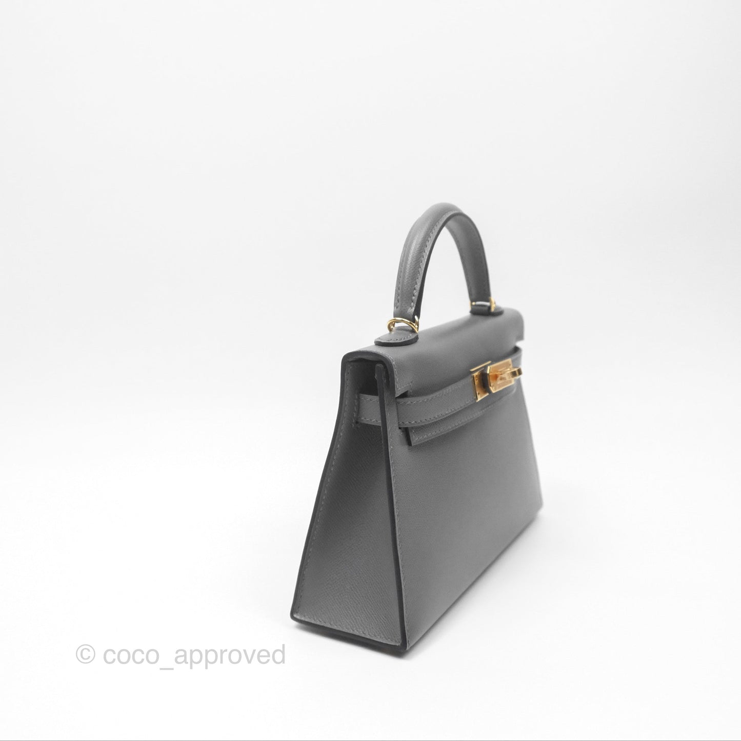 Hermès Mini Kelly II Gris Meyer 0L Madame Leather Gold Hardware