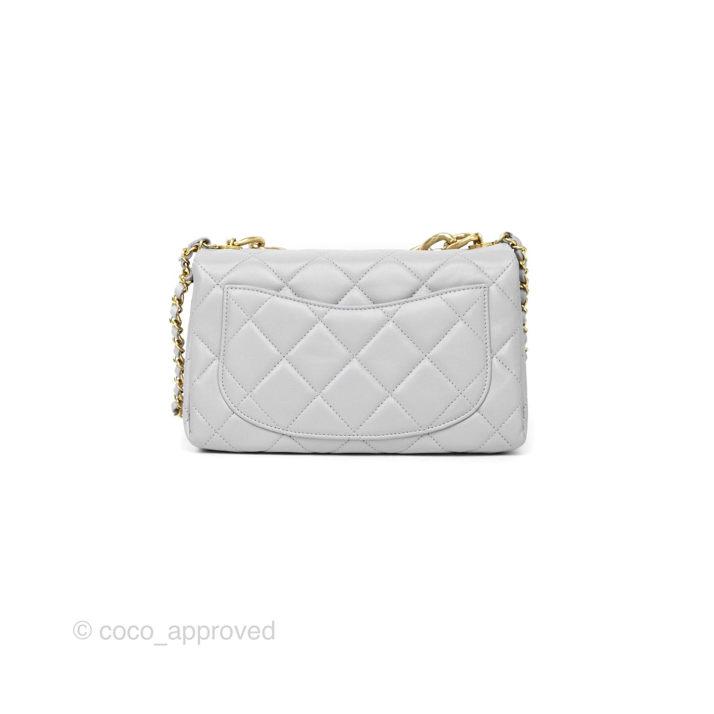 Chanel Medium Color Match Flap Grey Lambskin Aged Gold Hardware 22A