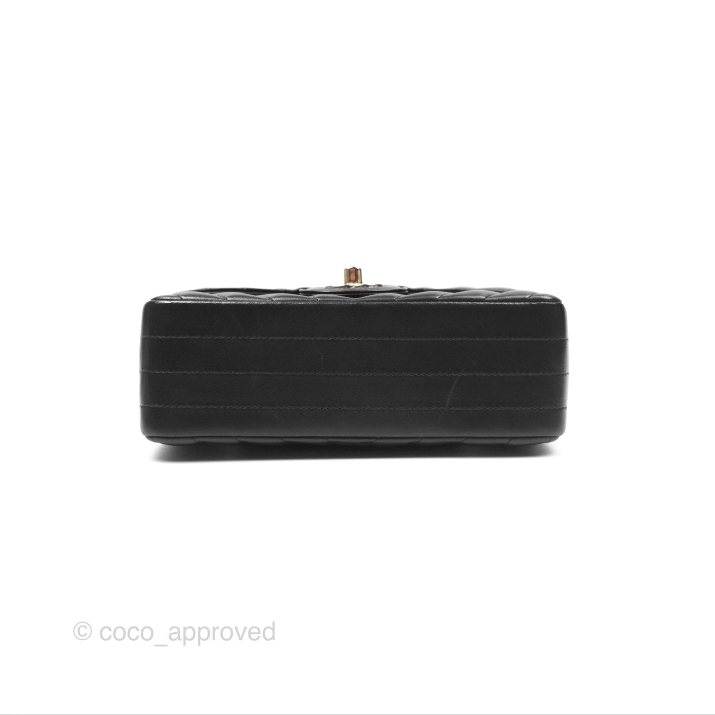Chanel Mini Rectangular Flap Chevron Black Lambskin Gold Hardware