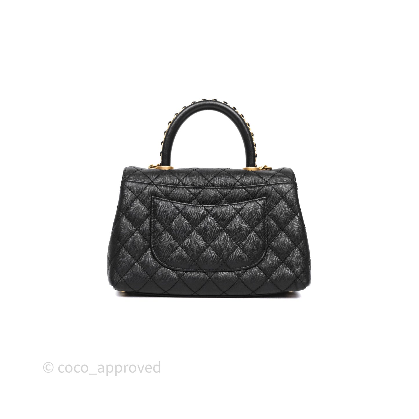 Chanel Small Coco Handle Black Caviar Aged Gold Hardware Braided Handle