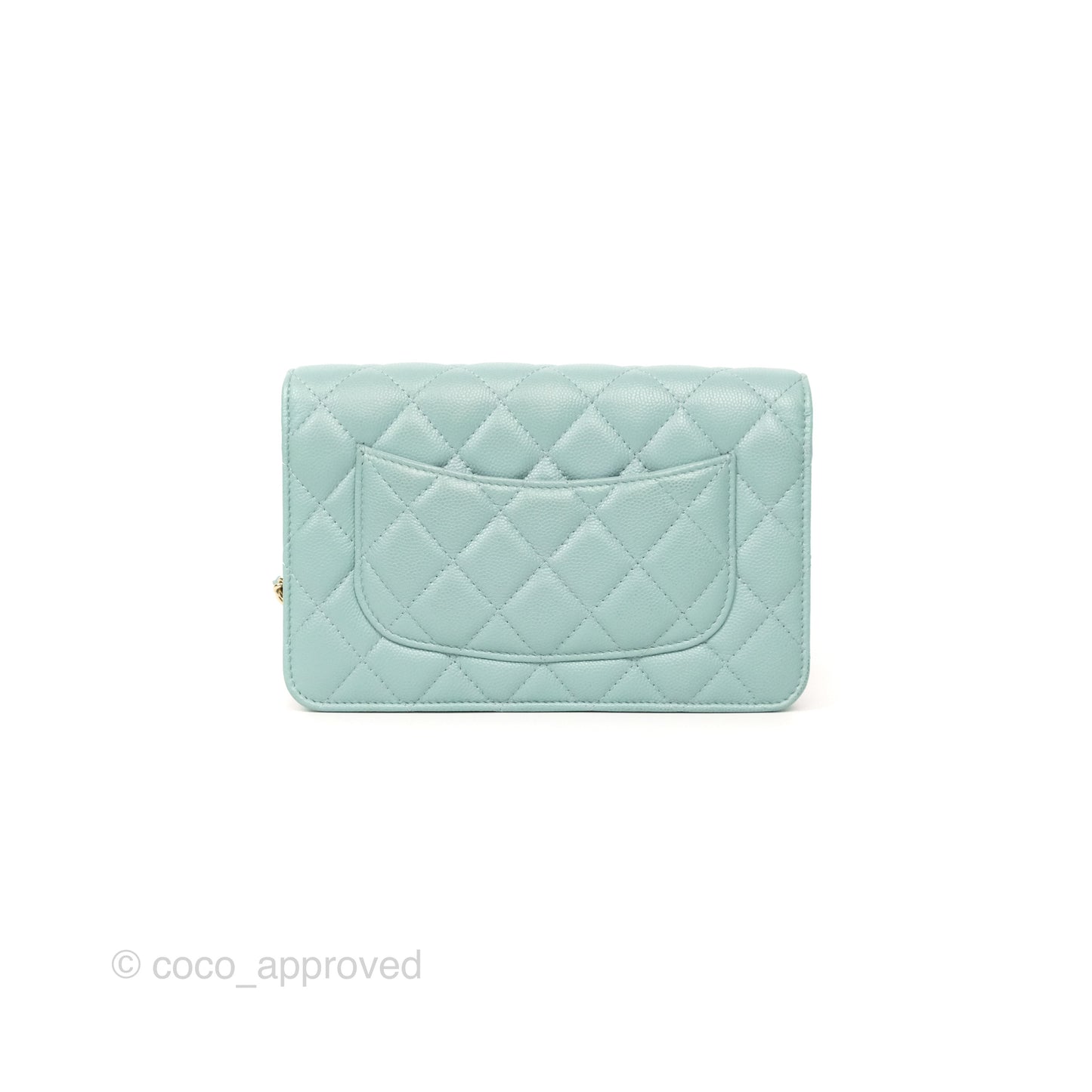 Chanel Quilted Classic Wallet On Chain WOC Tiffany Blue Caviar Gold Hardware