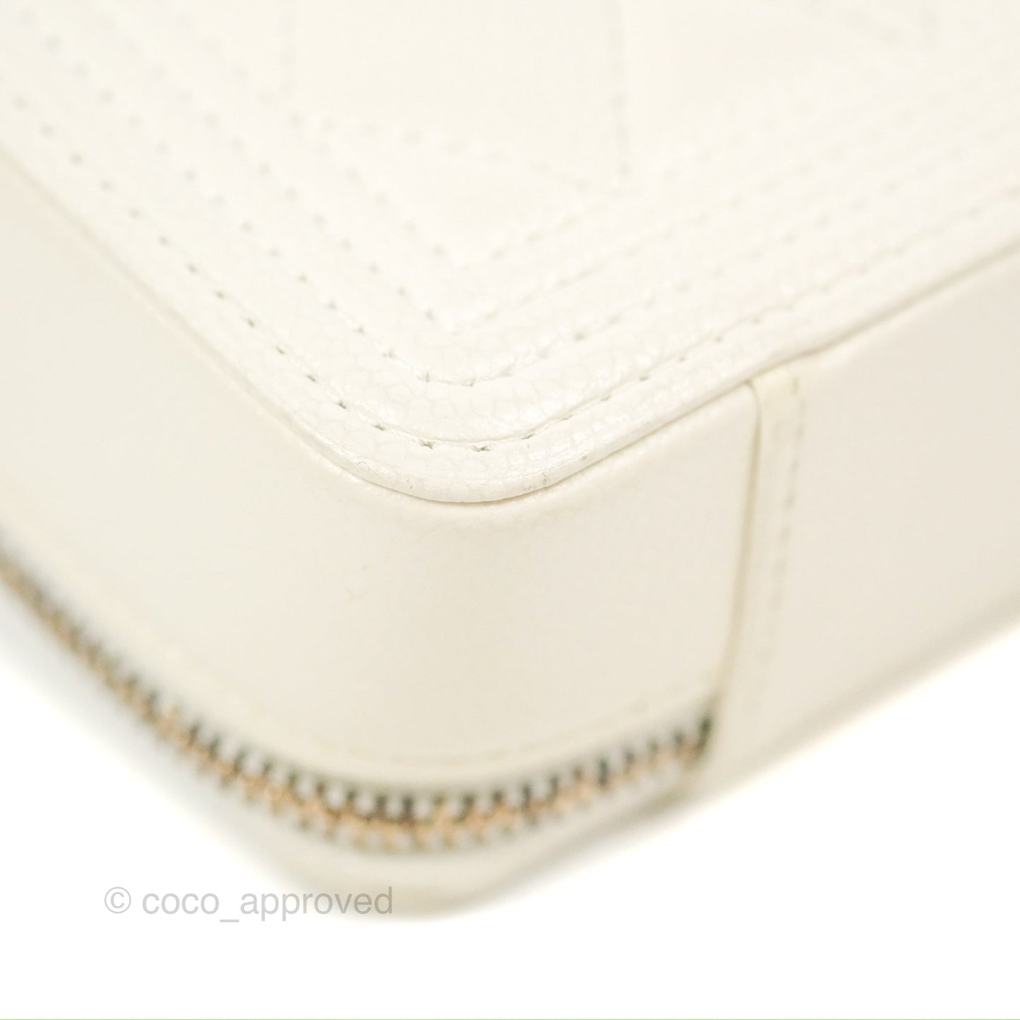 Chanel Mini Boy Clutch with Chain White Caviar Aged Gold Hardware