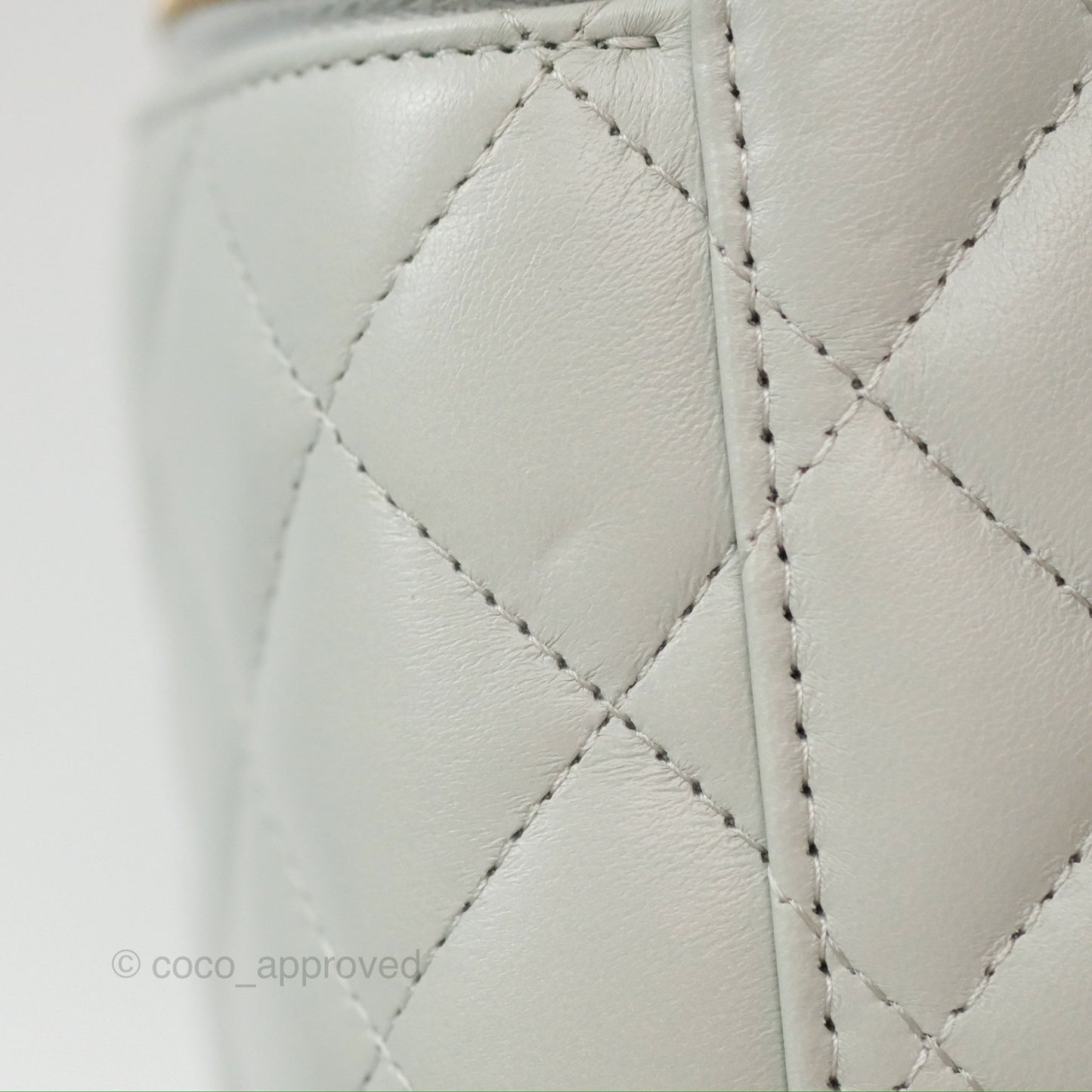 Chanel Quilted Vanity Rectangular with Chain Grey Blue Lambskin Gold Hardware